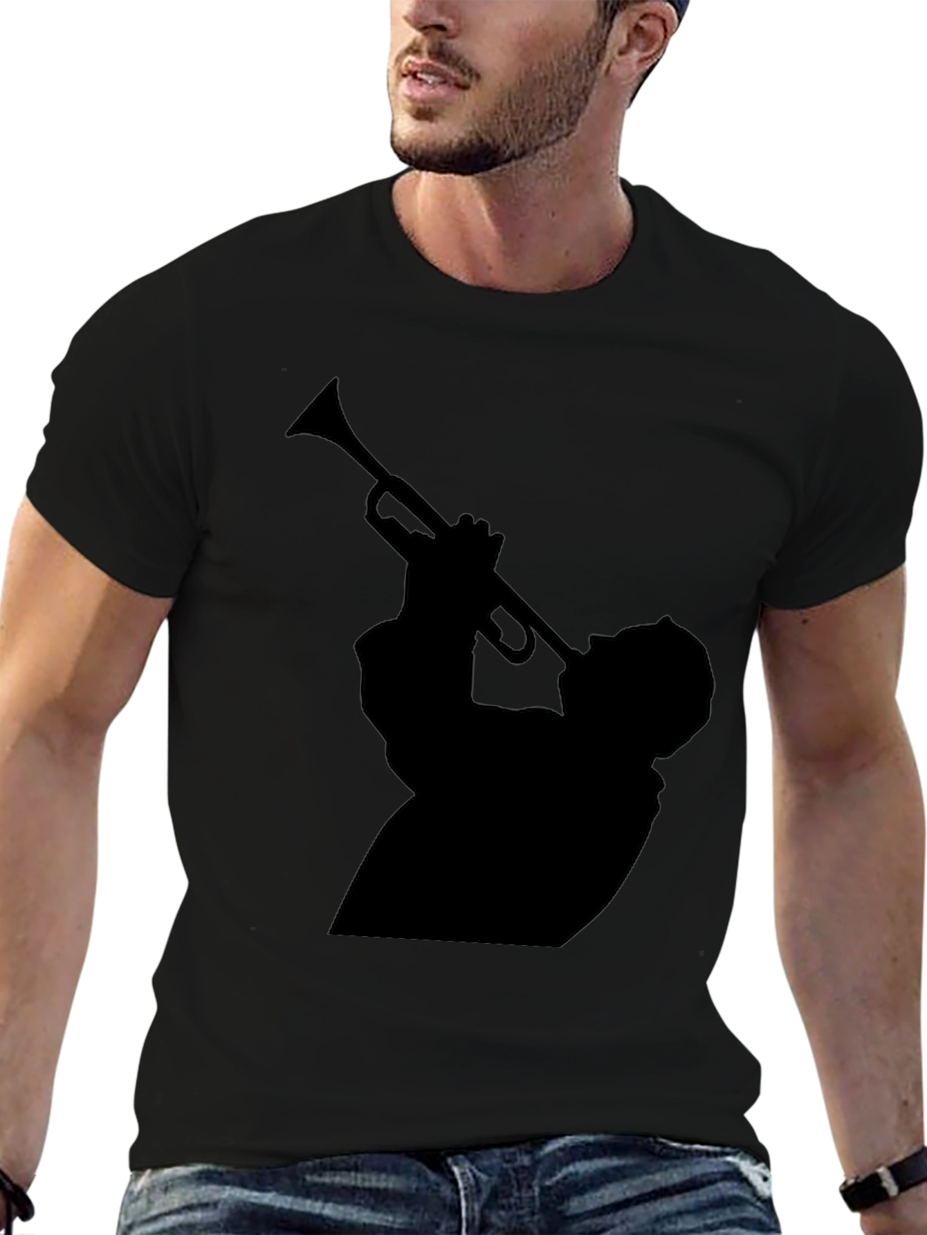 Cool Musician Silhouette Graphic T-Shirt