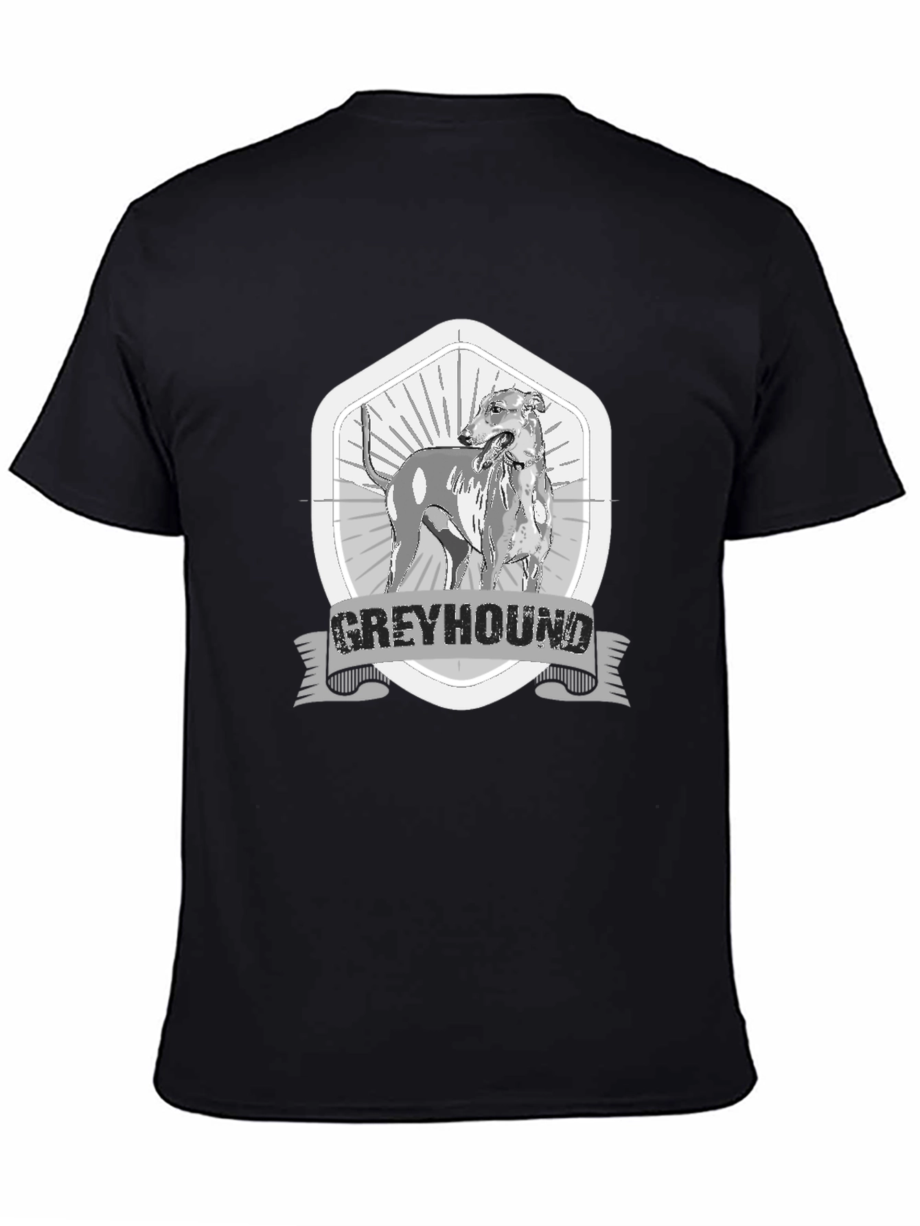 Greyhound Dog Graphic Tee - Mens Black T-Shirt