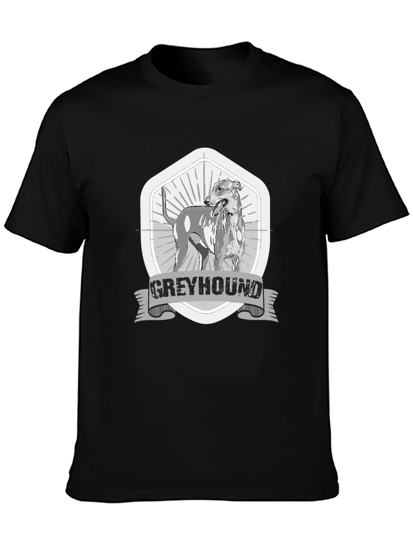 Greyhound Dog Graphic Tee - Mens Black T-Shirt