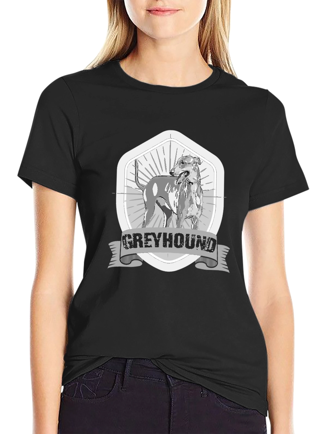Greyhound Dog Graphic Tee - Mens Black T-Shirt