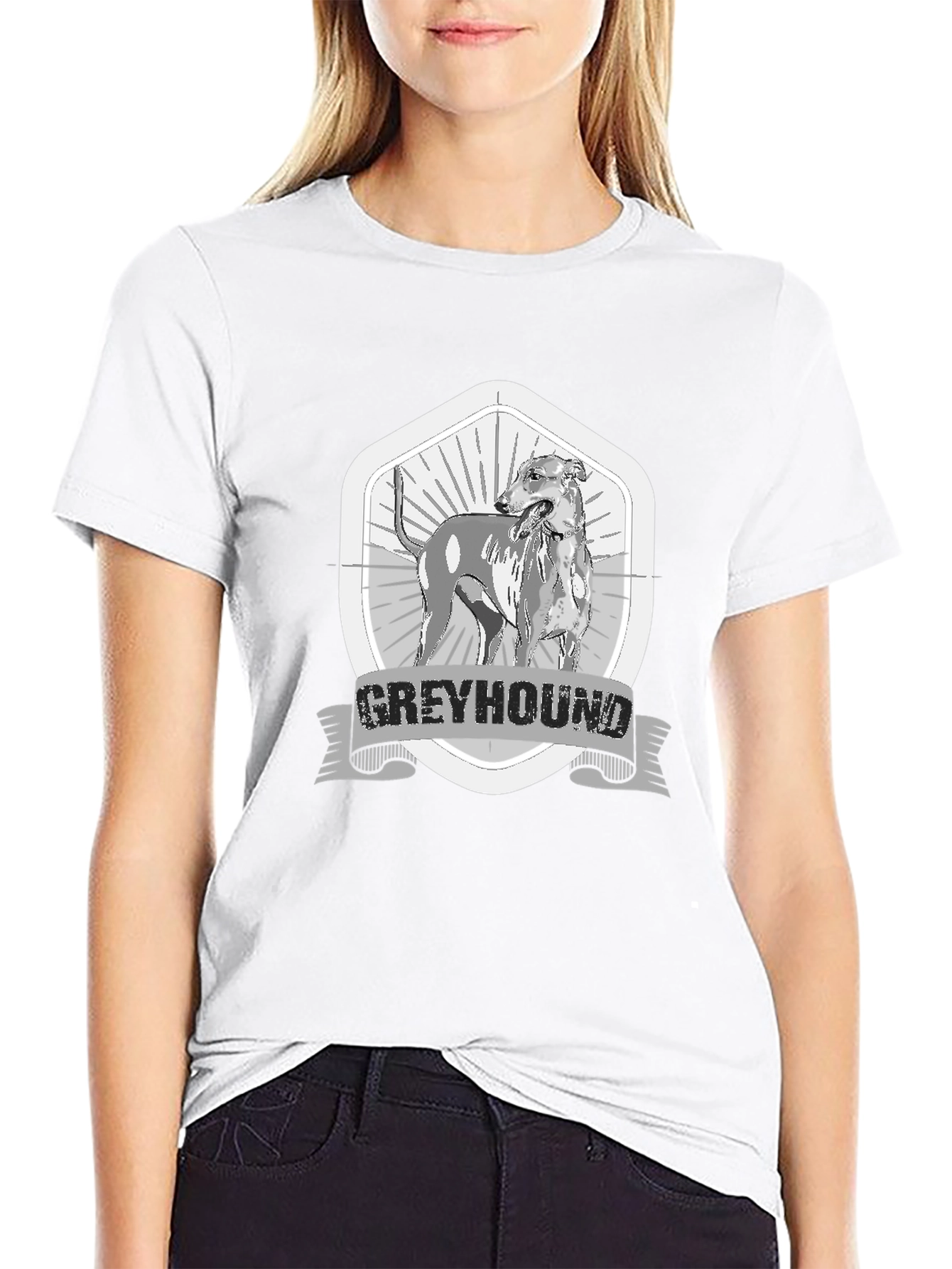 Greyhound Dog Graphic Tee - Mens Black T-Shirt