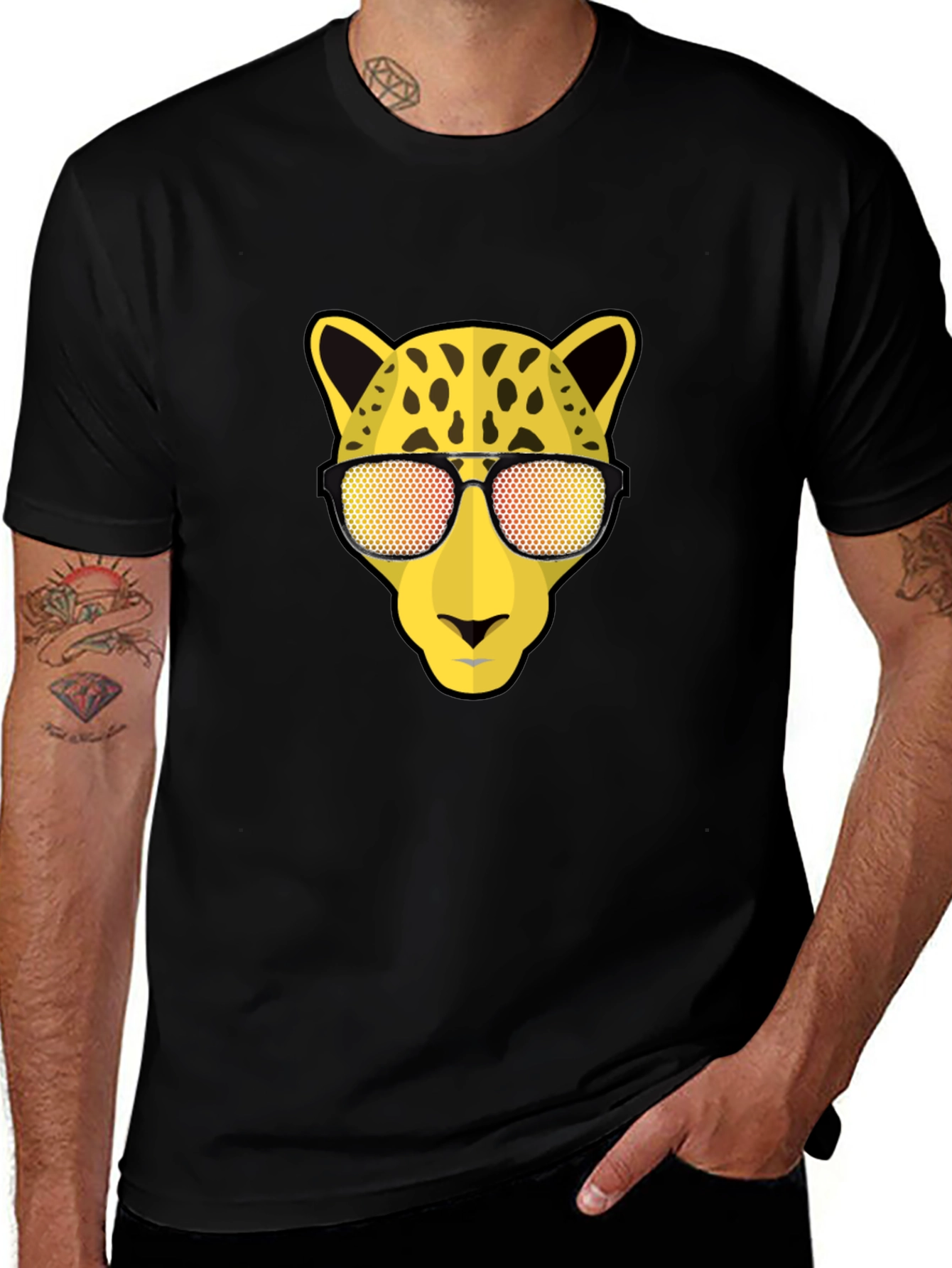 Cool Cat Tee: Leopard with Shades Graphic T-Shirt