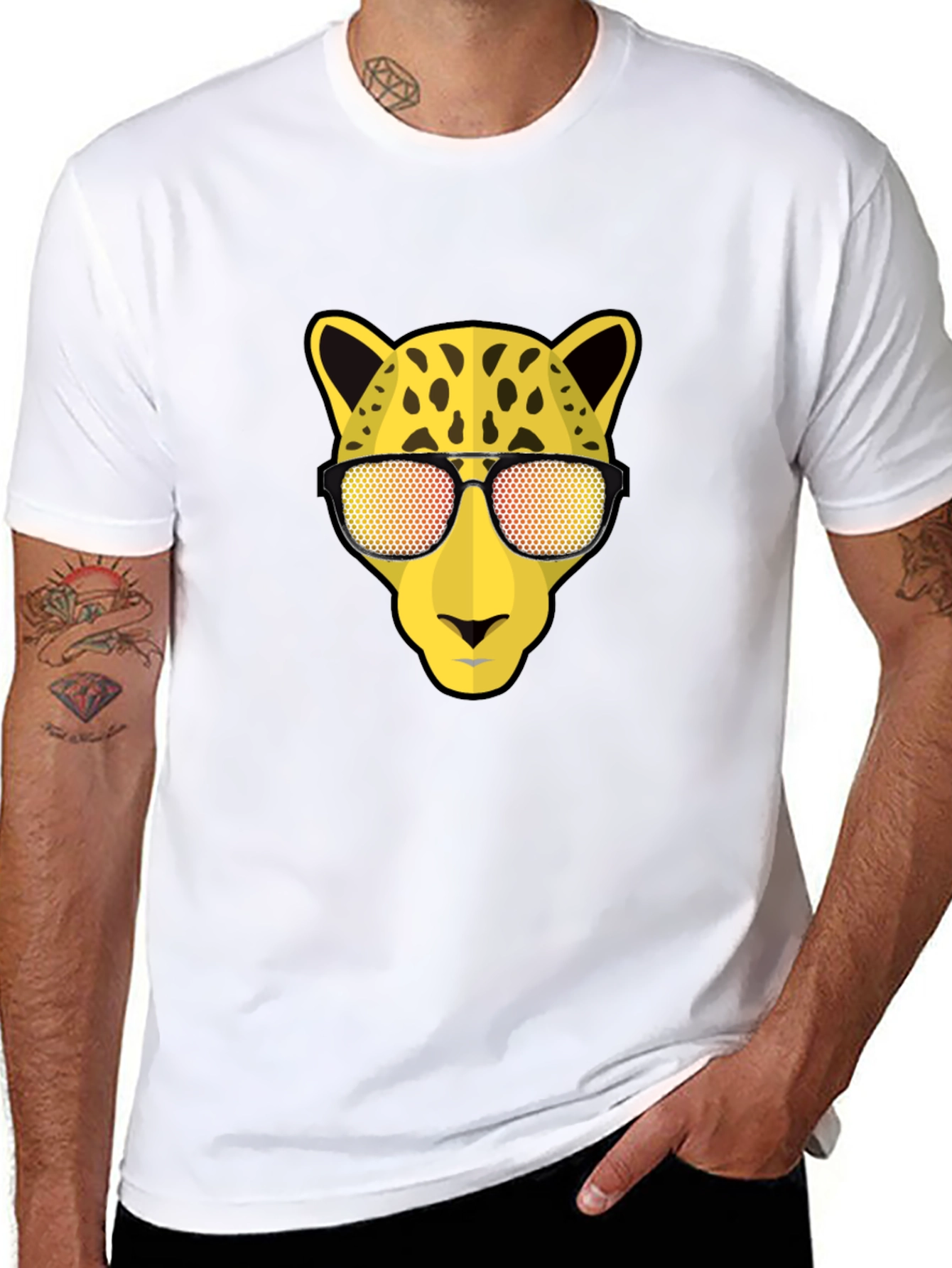 Cool Cat Tee: Leopard with Shades Graphic T-Shirt