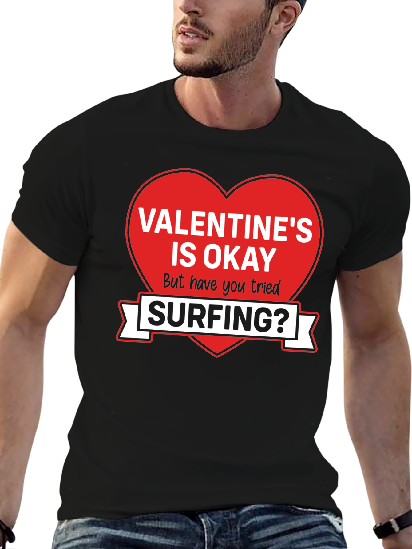 Valentines Day Surfing Graphic Tee