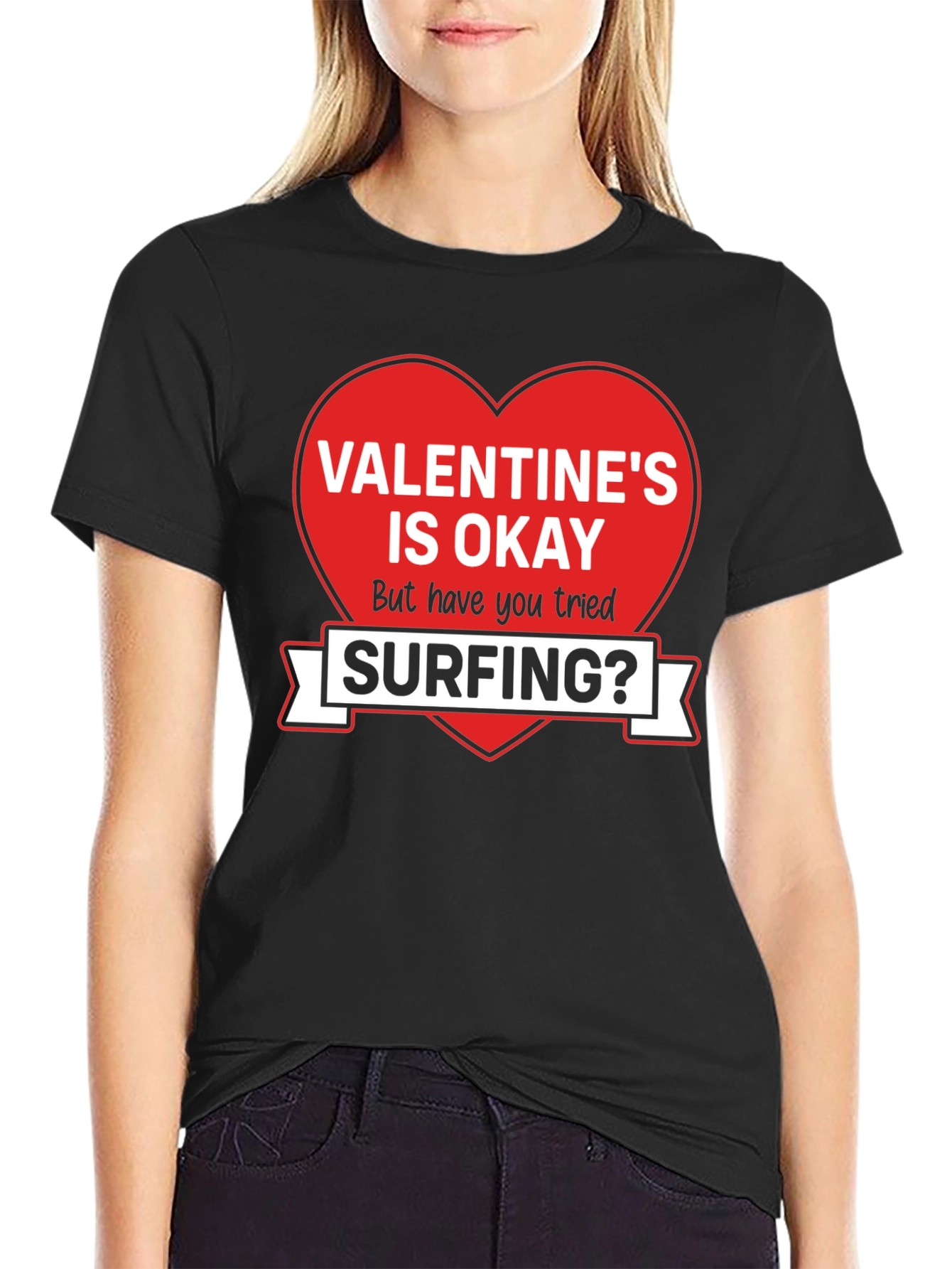 Valentines Day Surfing Graphic Tee