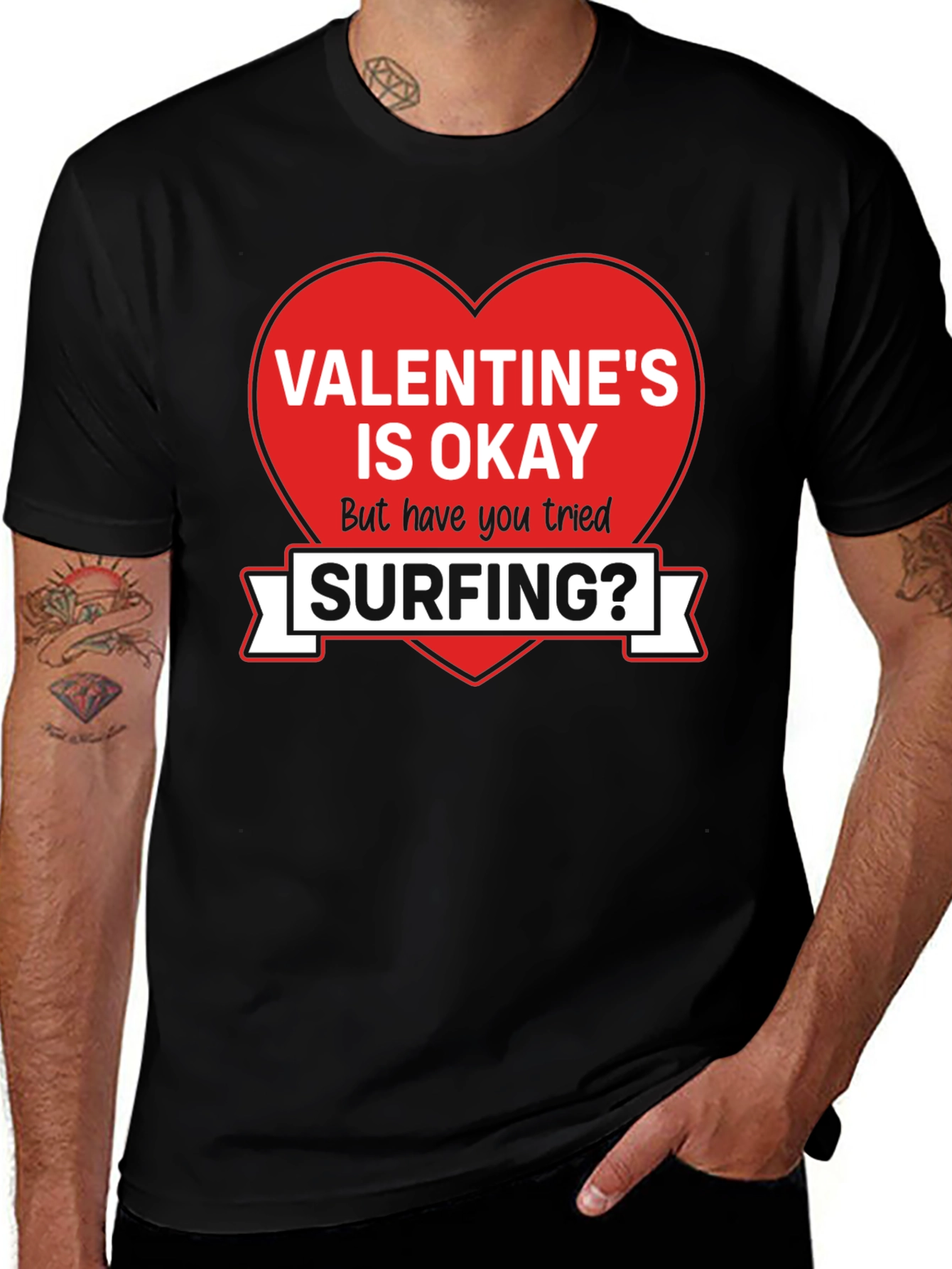 Valentines Day Surfing Graphic Tee