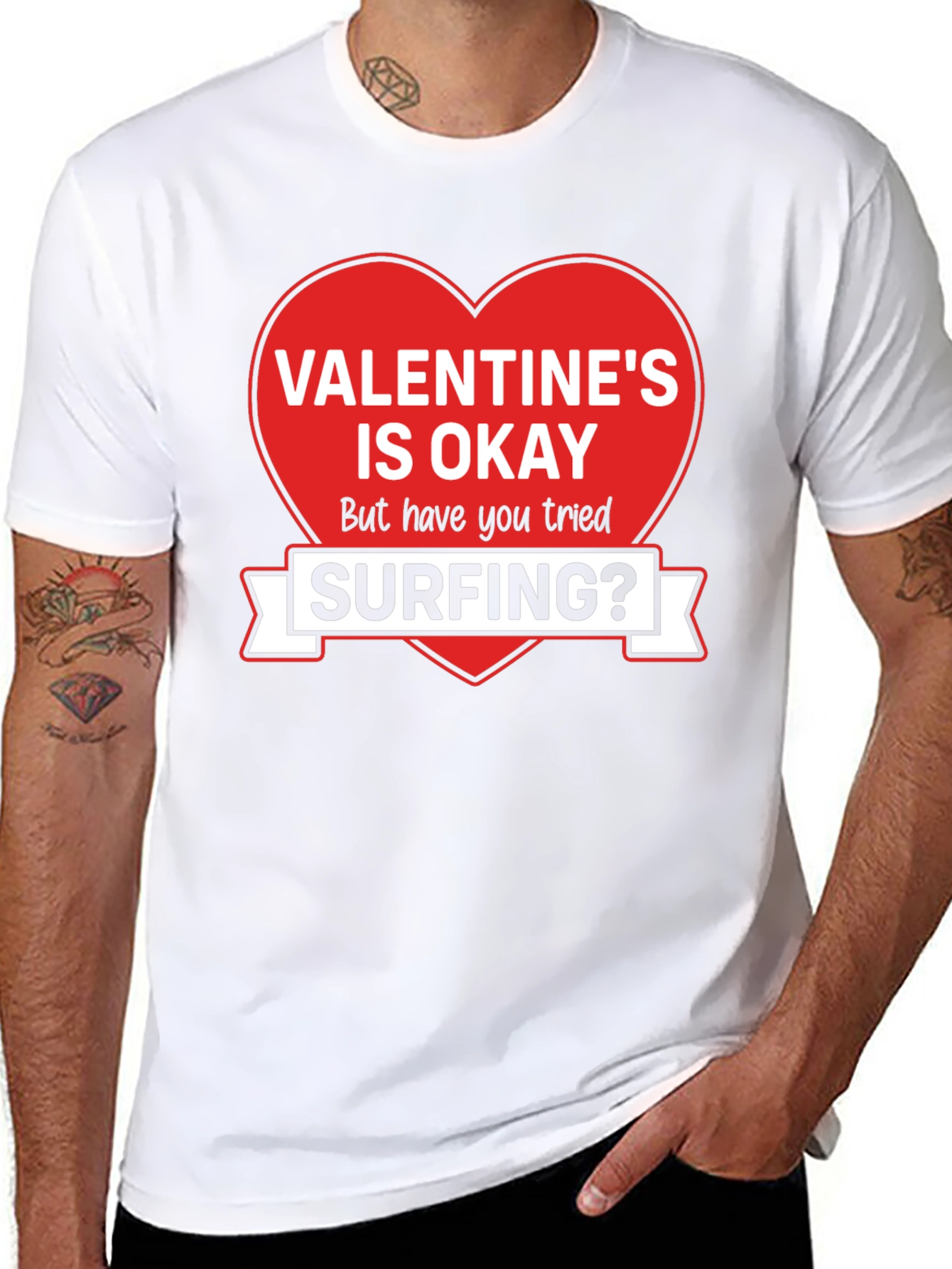 Valentines Day Surfing Graphic Tee