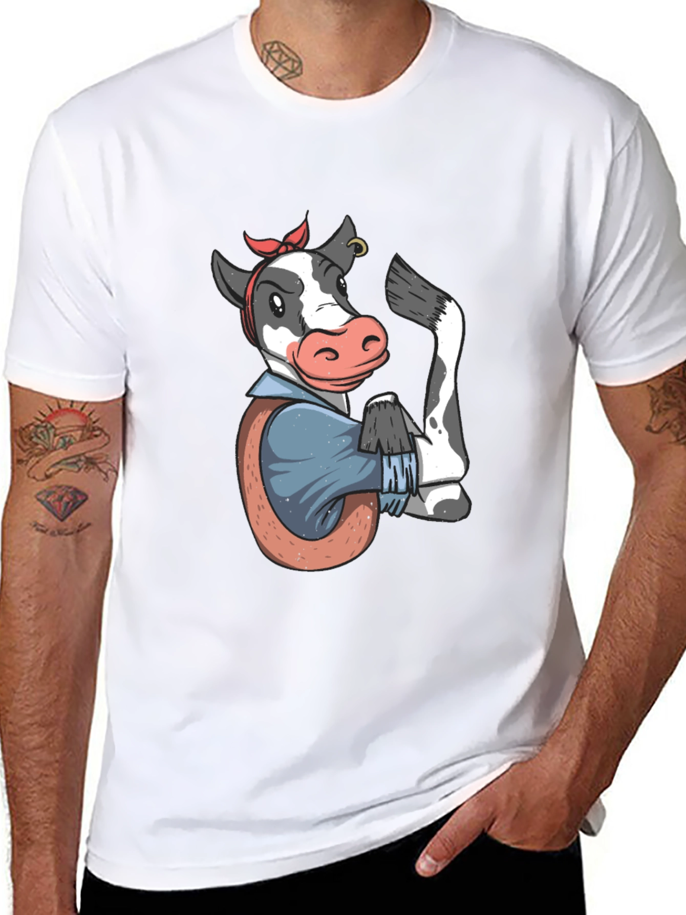 We Can Do It Cow T-Shirt - Black