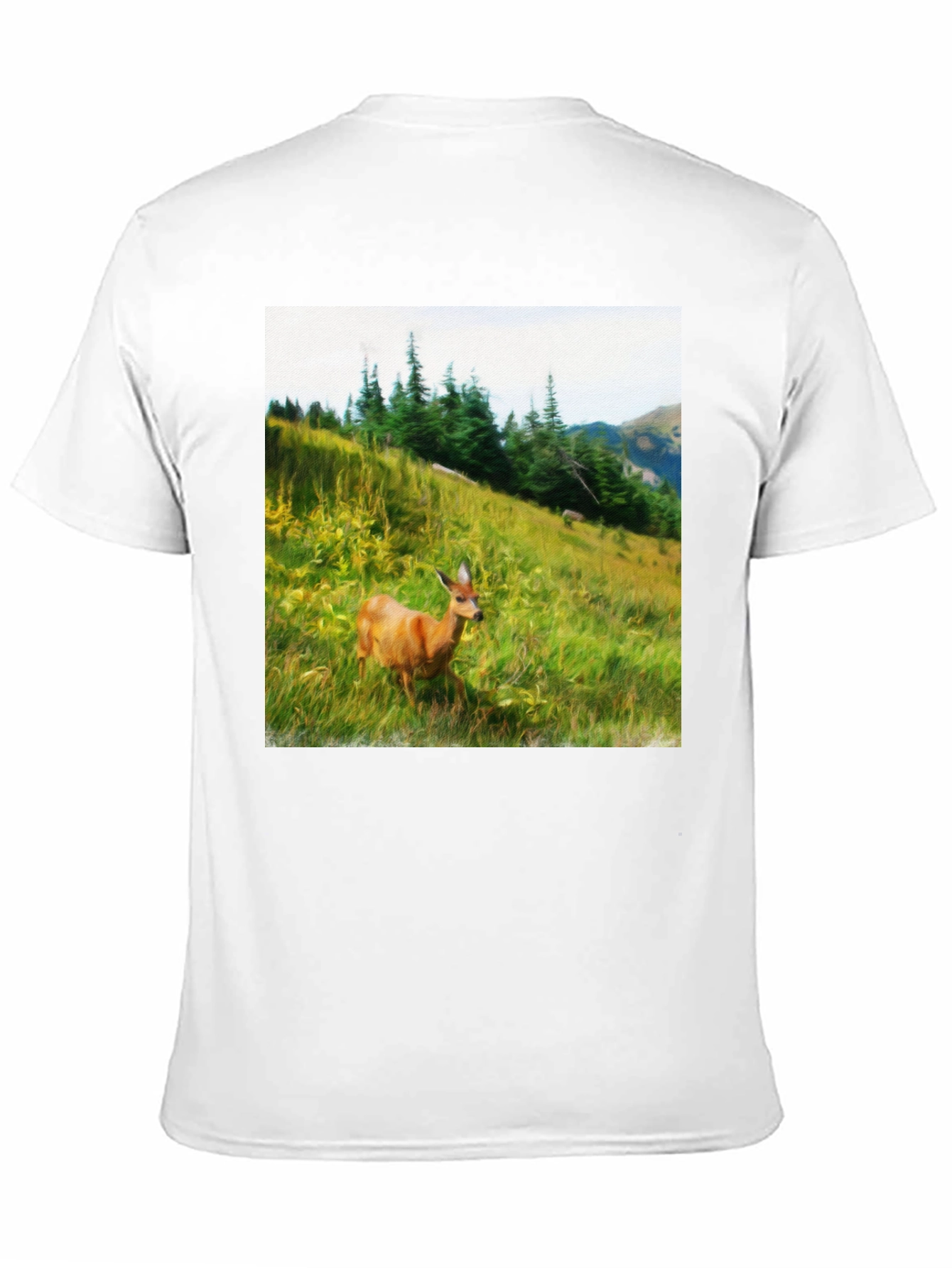 Nature Scene Deer Graphic Tee - Unisex Black T-Shirt