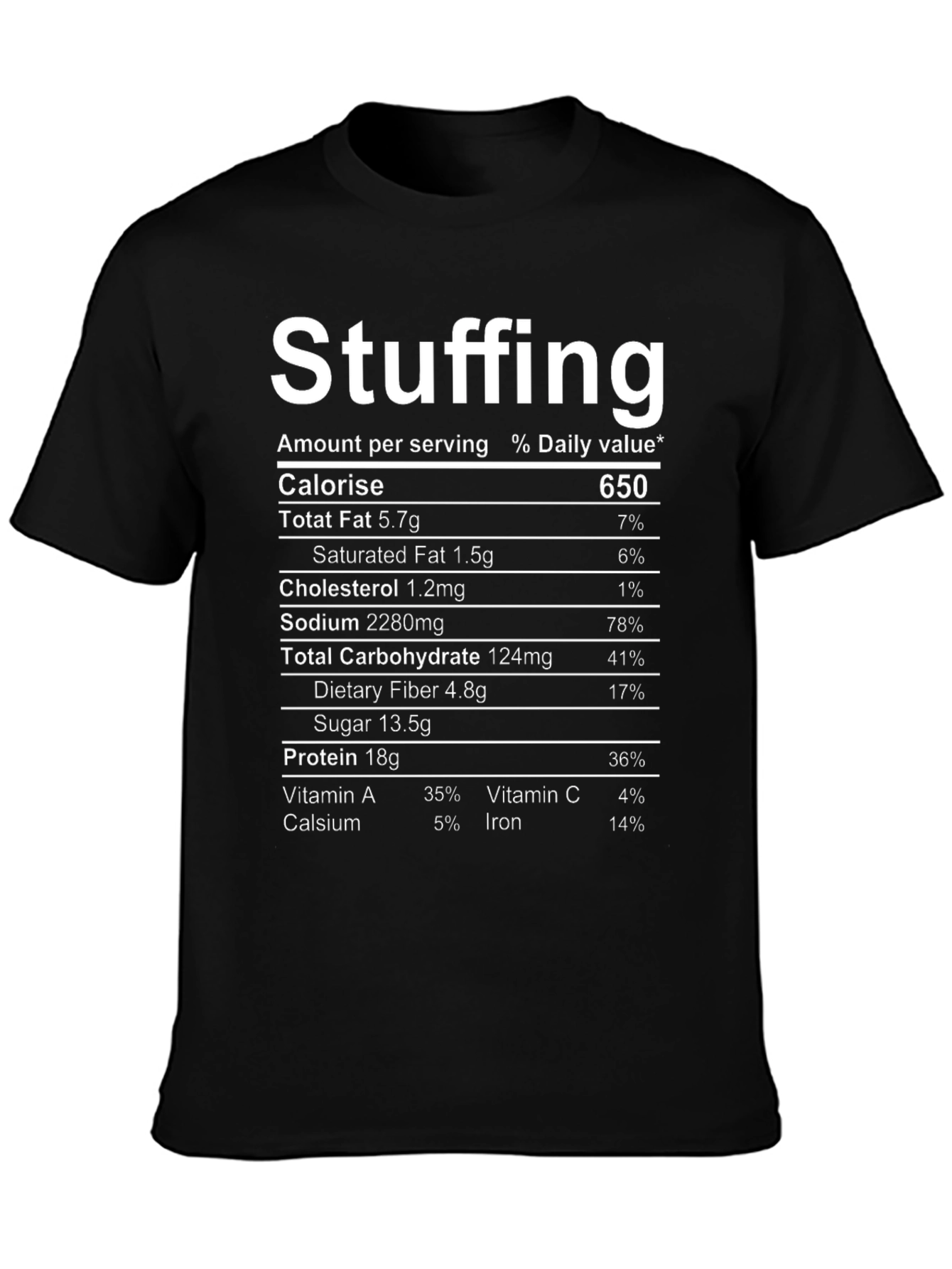 Stuffing Nutrition Facts Graphic T-Shirt