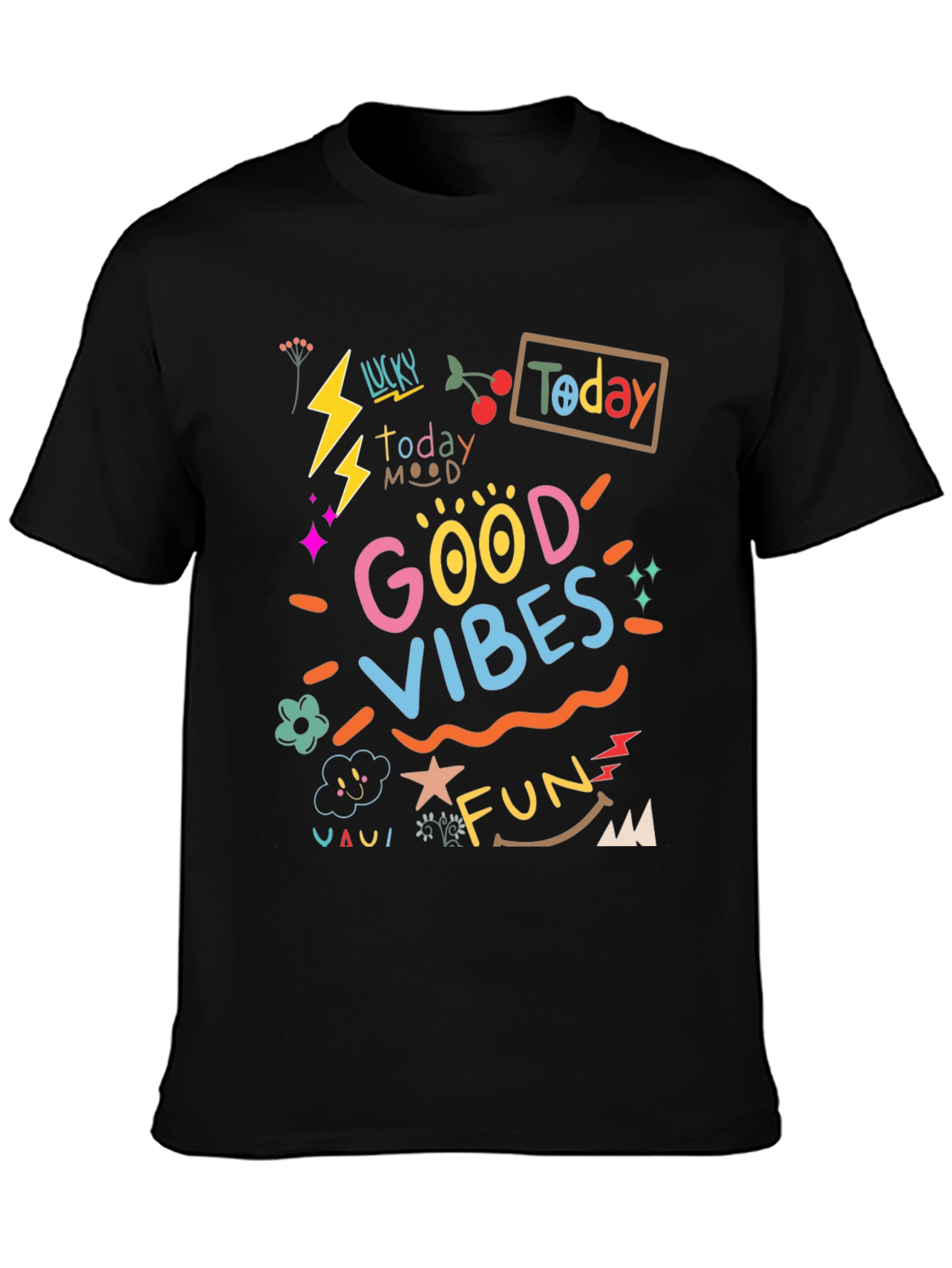 Good Vibes Graphic Tee - Black Casual T-Shirt