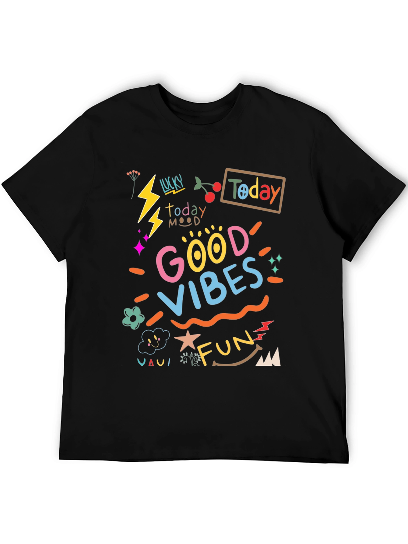 Good Vibes Graphic Tee - Black Casual T-Shirt