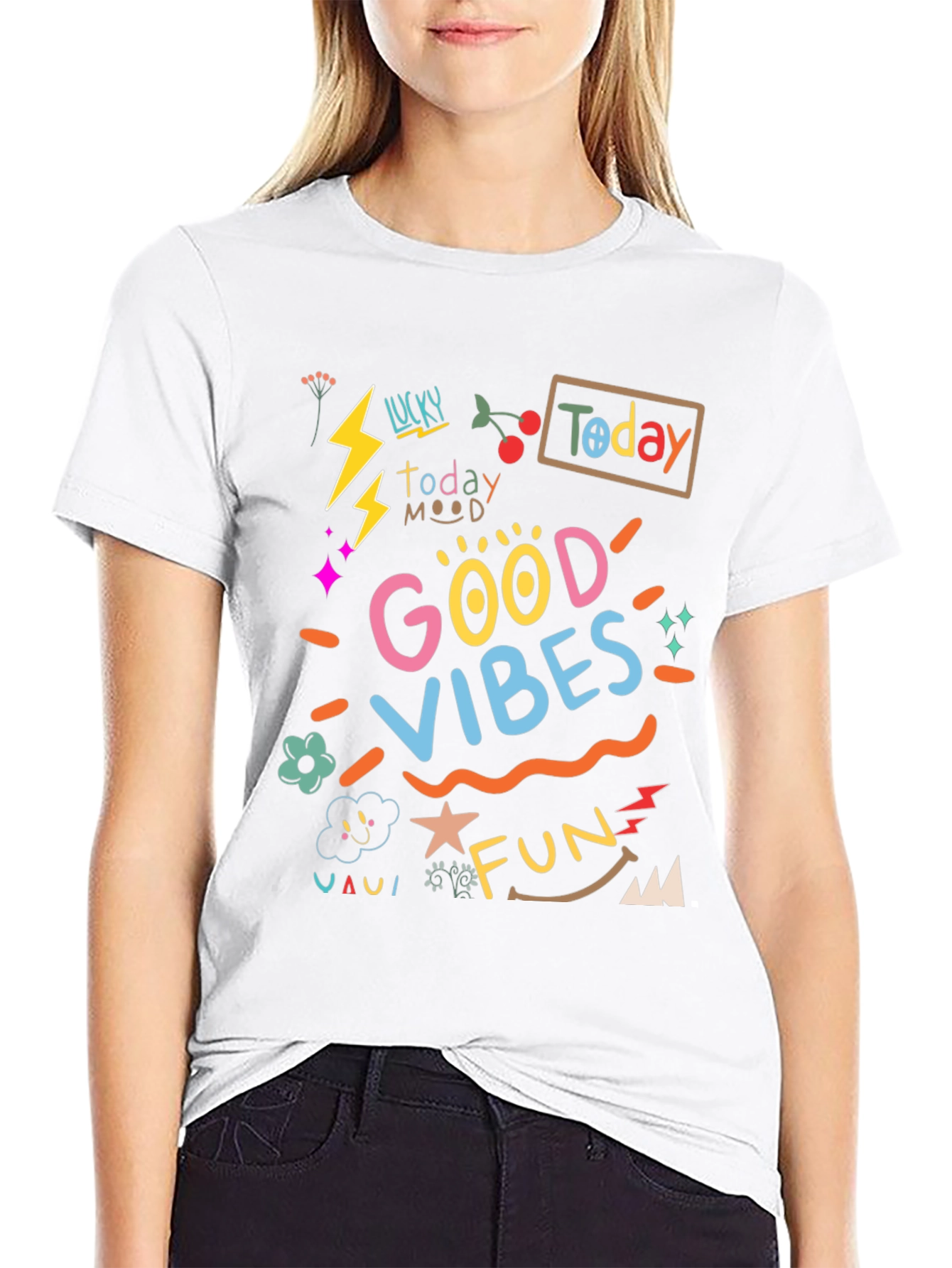 Good Vibes Graphic Tee - Black Casual T-Shirt