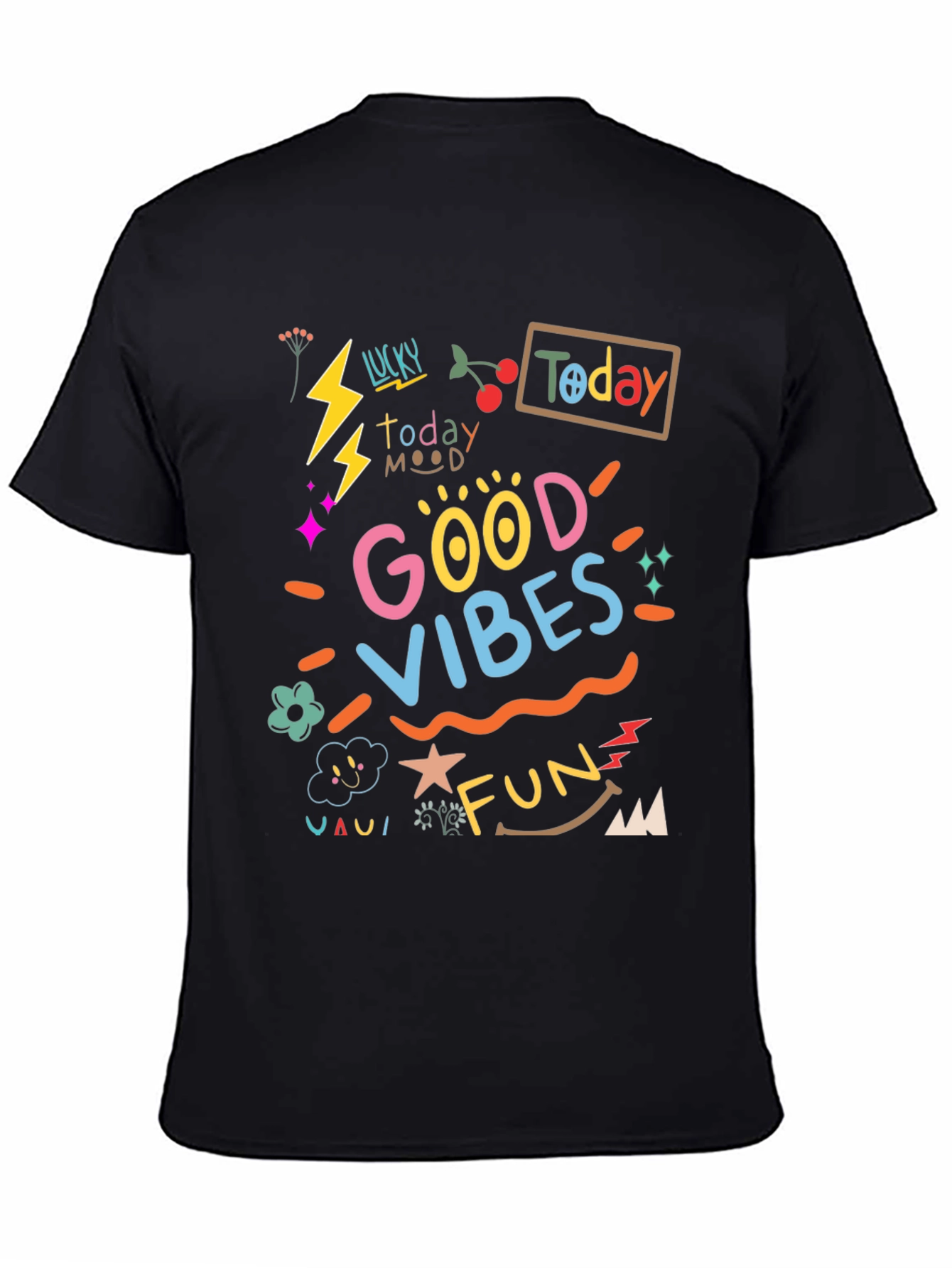 Good Vibes Graphic Tee - Black Casual T-Shirt