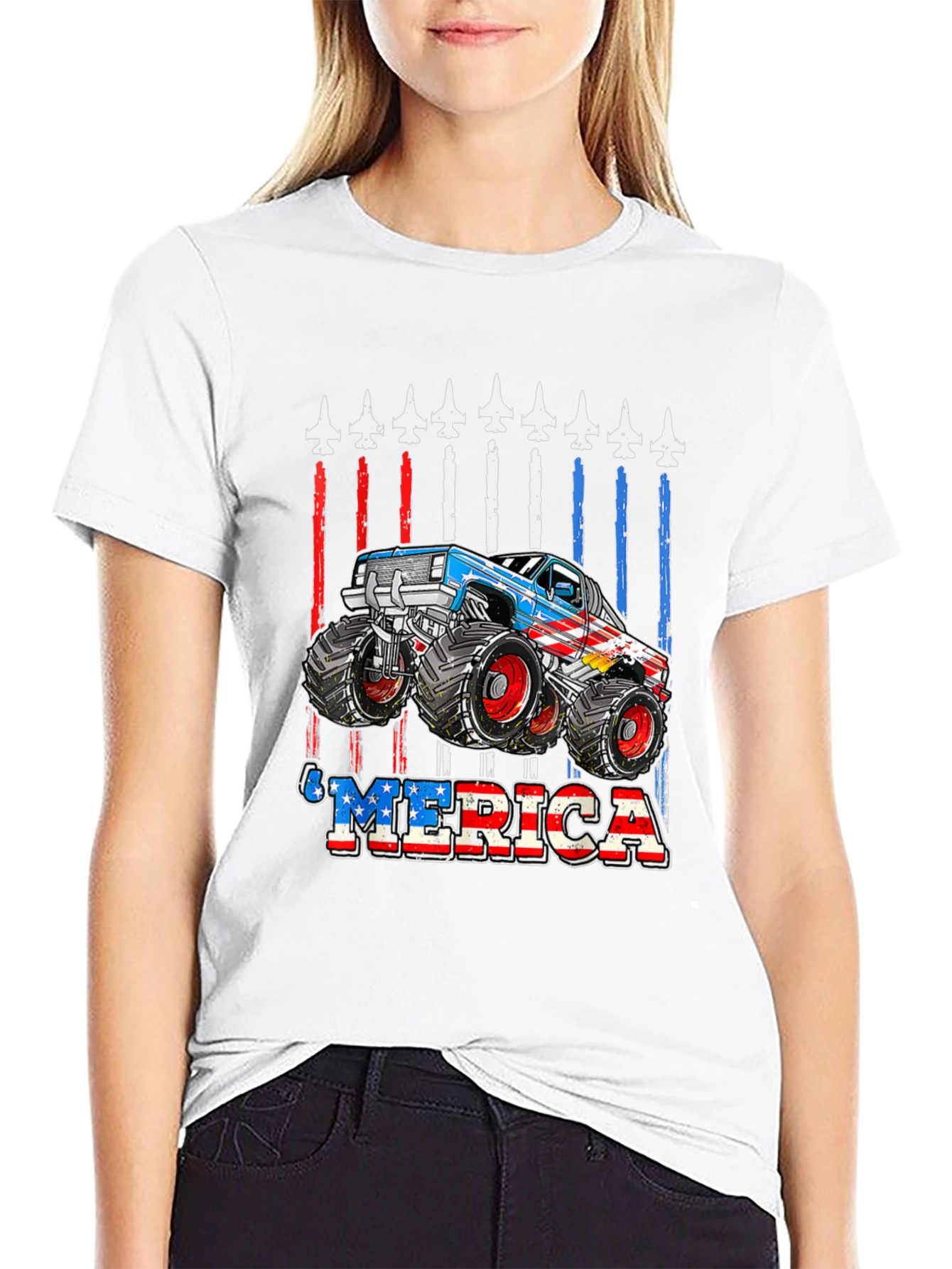 Patriotic Monster Truck MERICA Graphic Tee