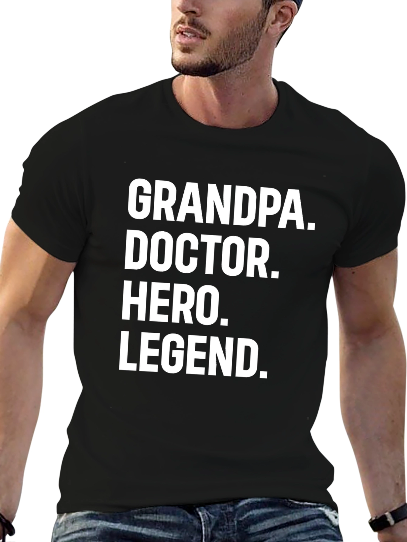 Grandpa Doctor Hero Legend Black T-Shirt