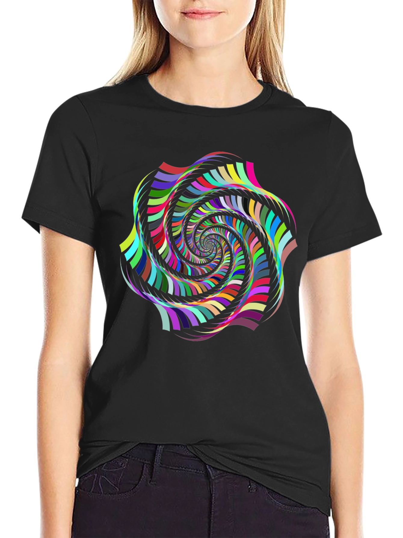 Psychedelic Swirl Graphic Black T-Shirt