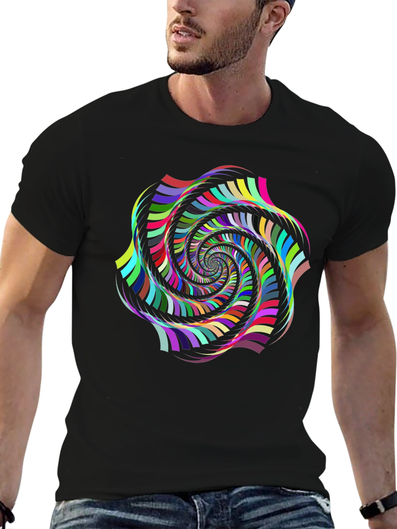Psychedelic Swirl Graphic Black T-Shirt
