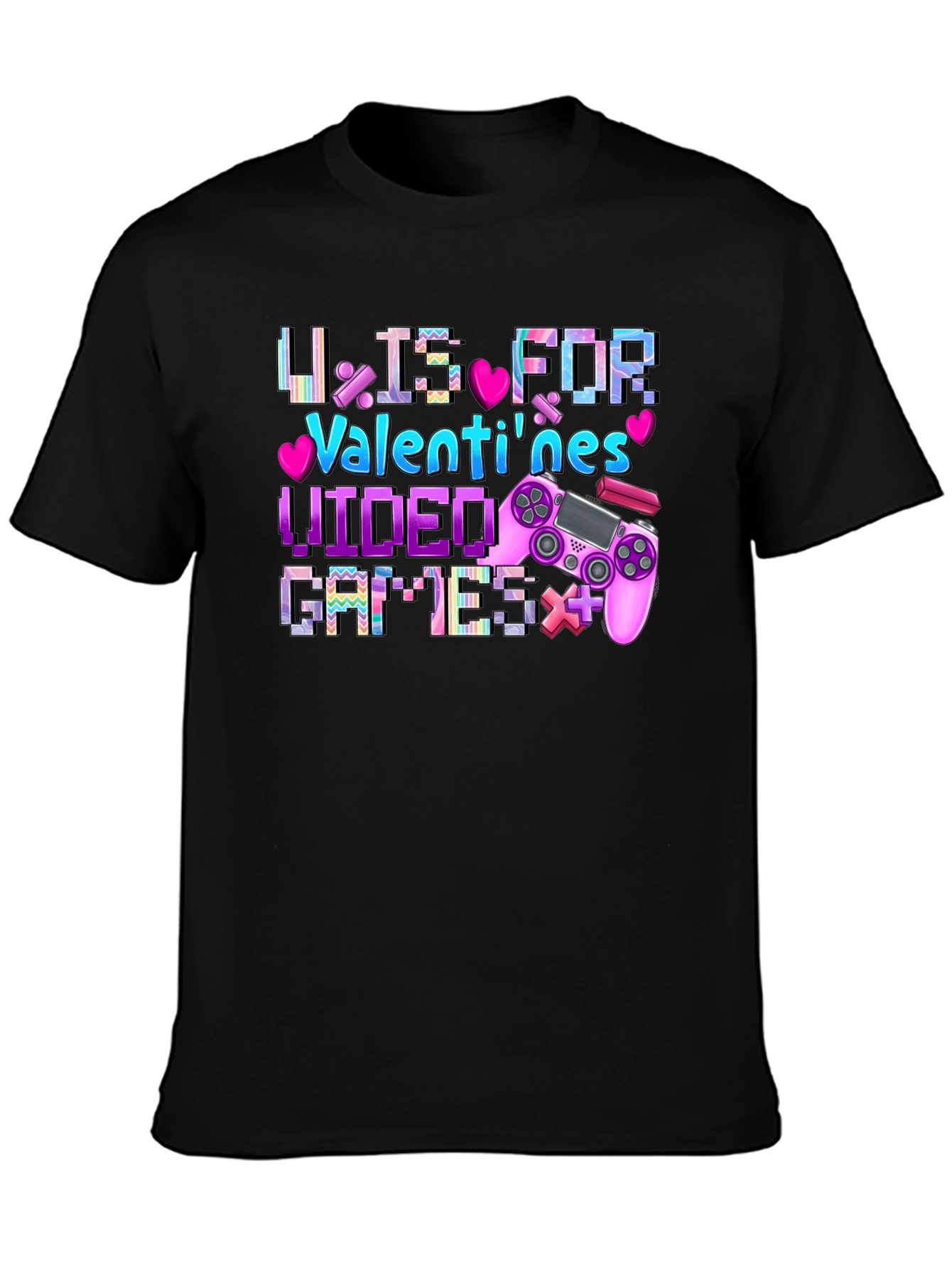Valentines Video Games Black T-Shirt