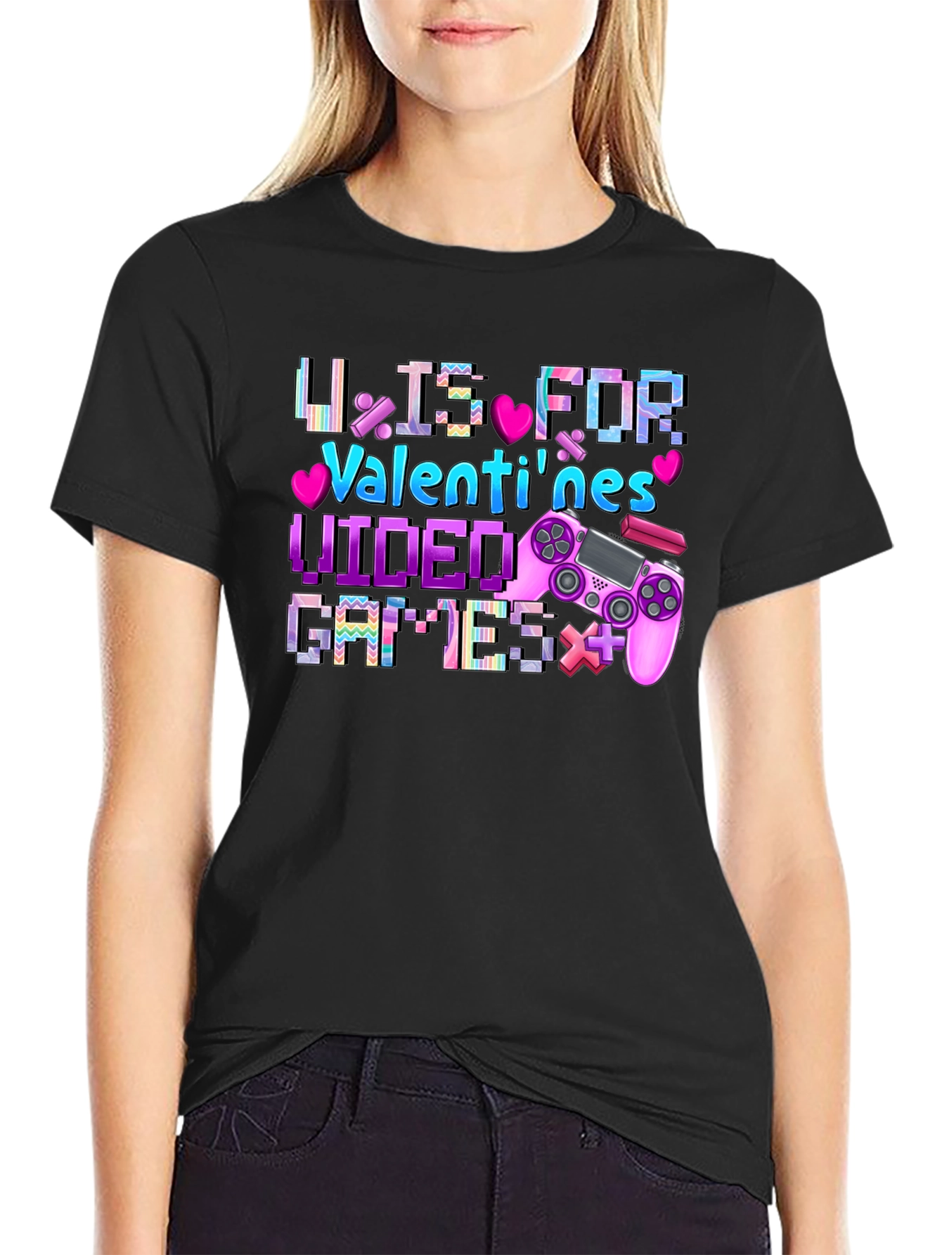 Valentines Video Games Black T-Shirt