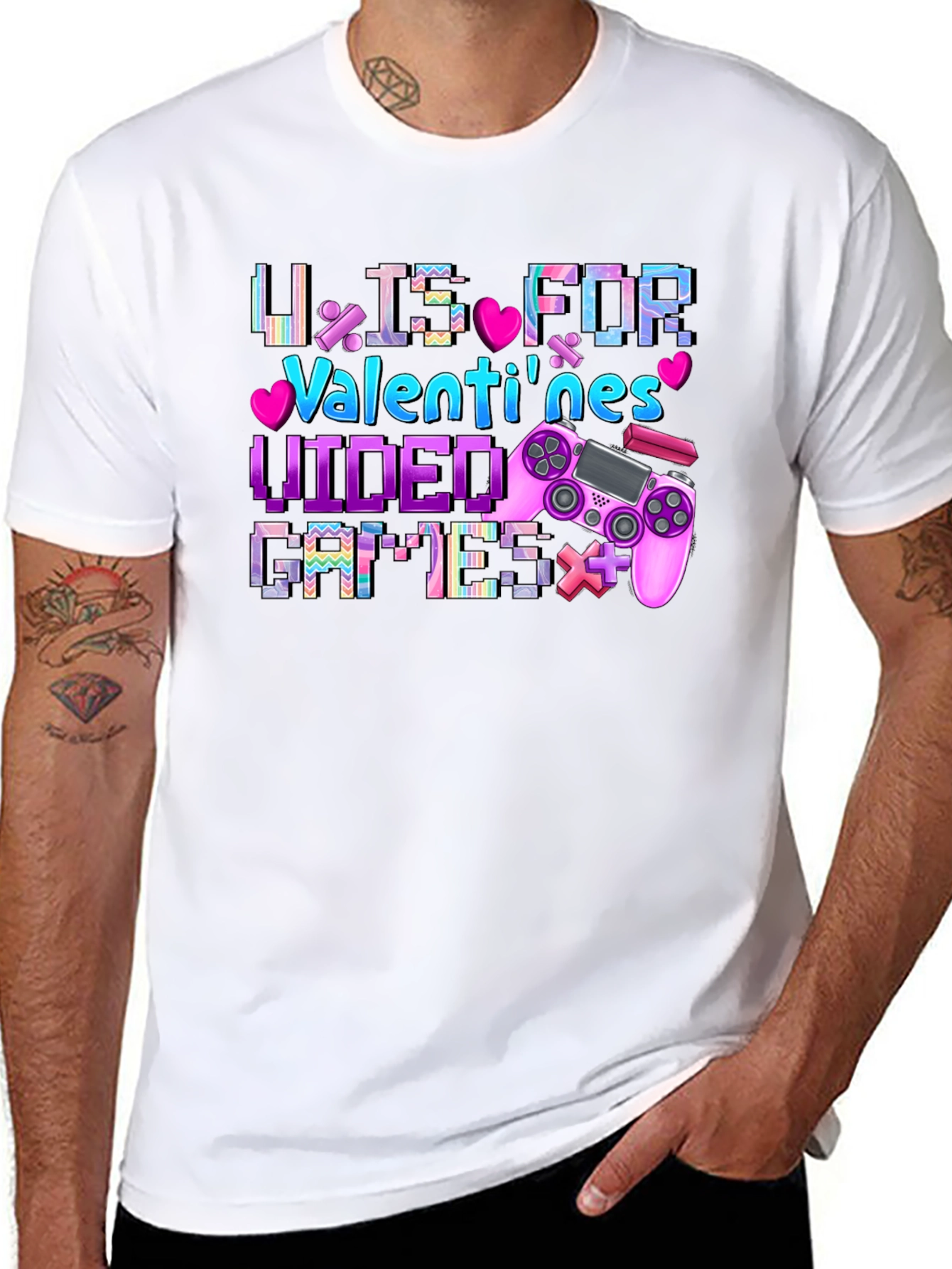 Valentines Video Games Black T-Shirt