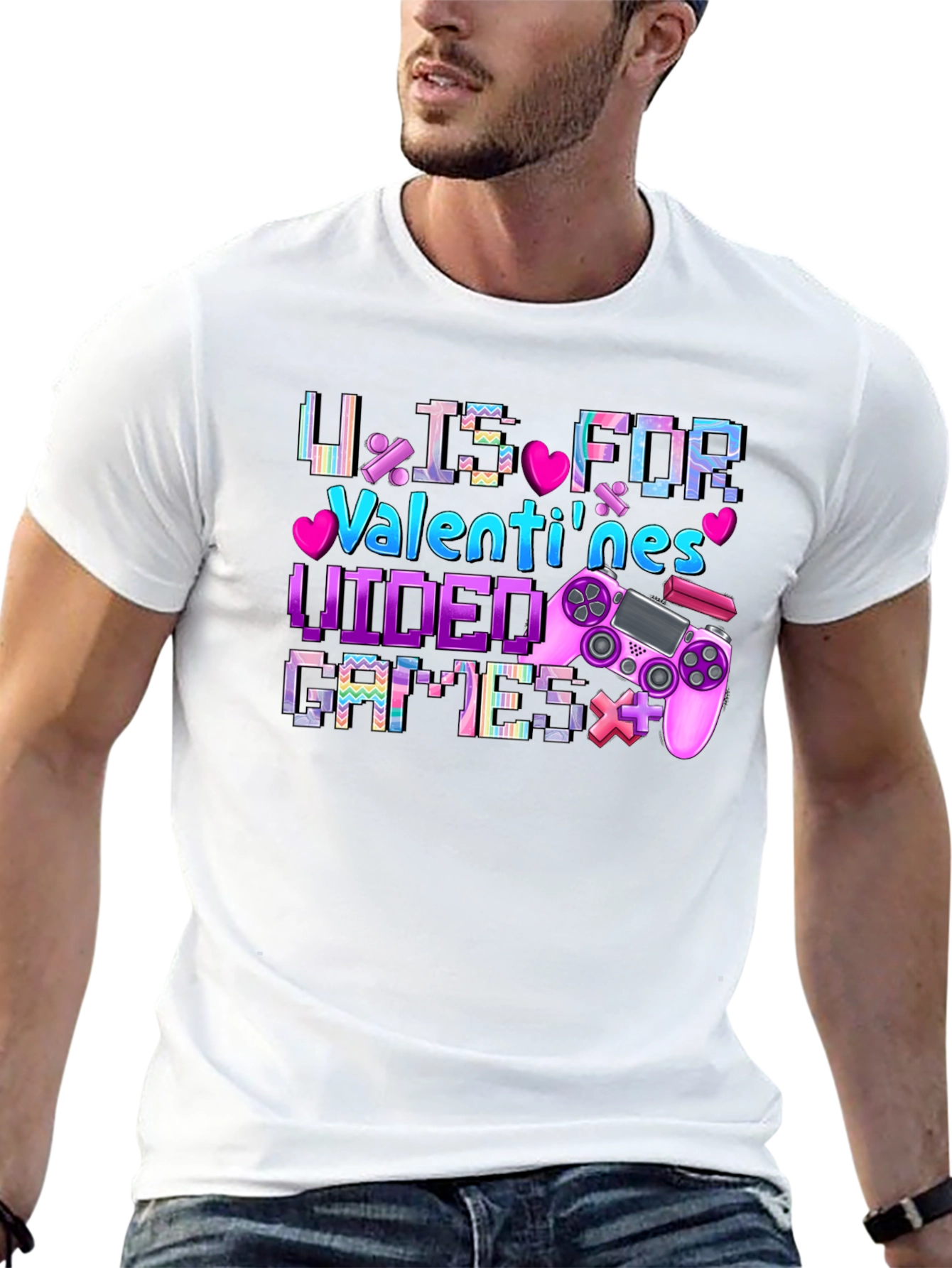 Valentines Video Games Black T-Shirt