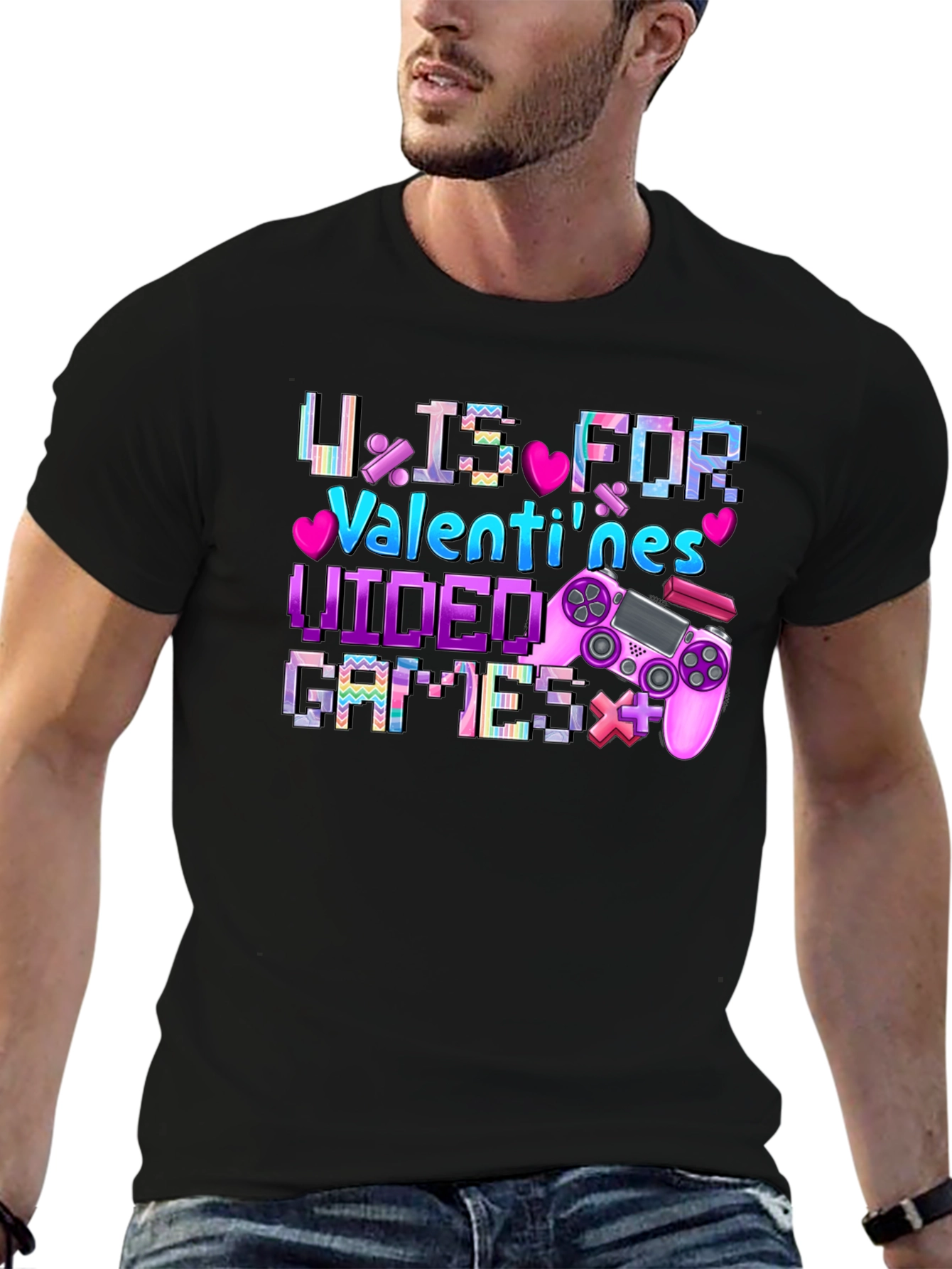 Valentines Video Games Black T-Shirt