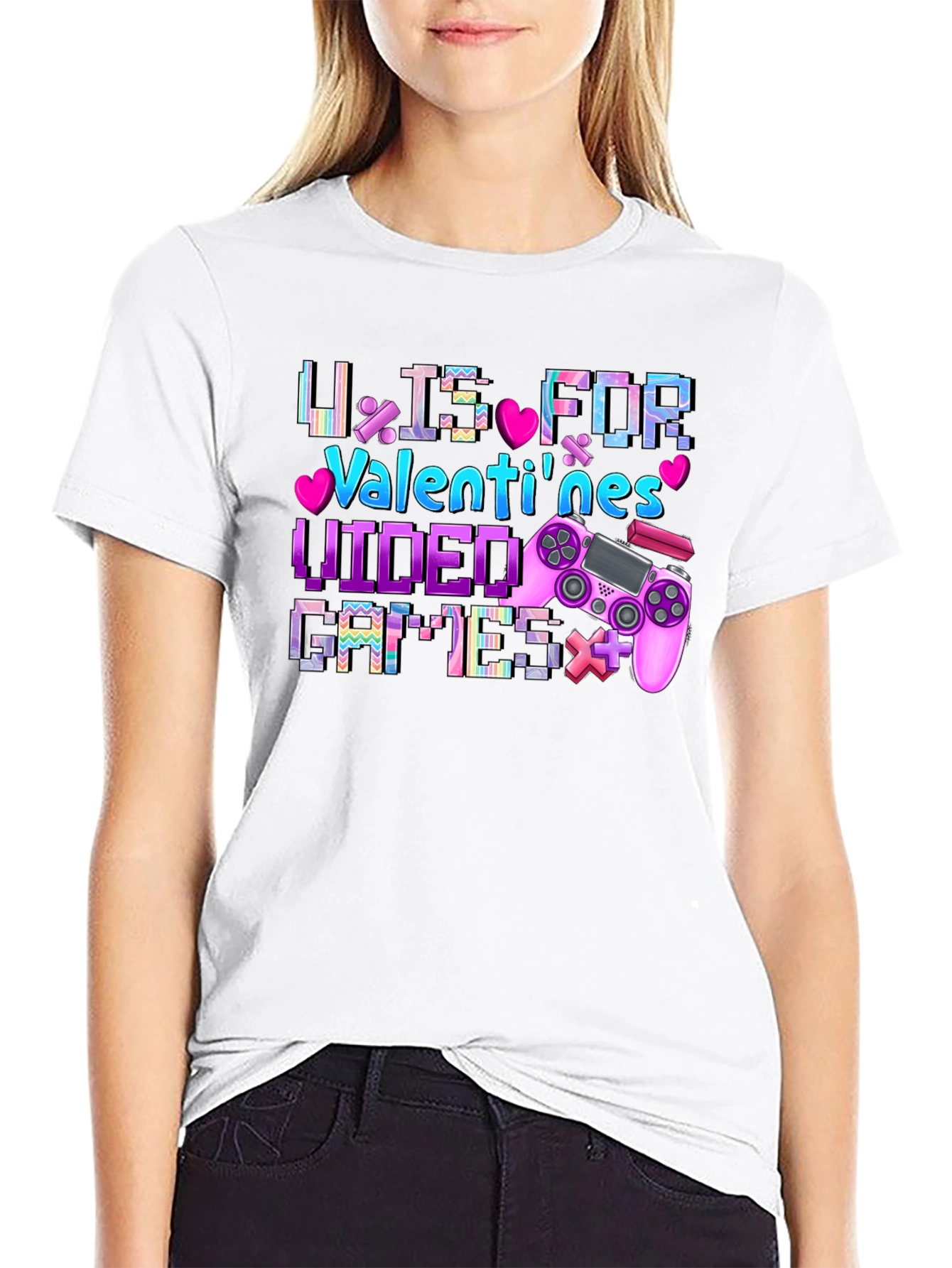 Valentines Video Games Black T-Shirt