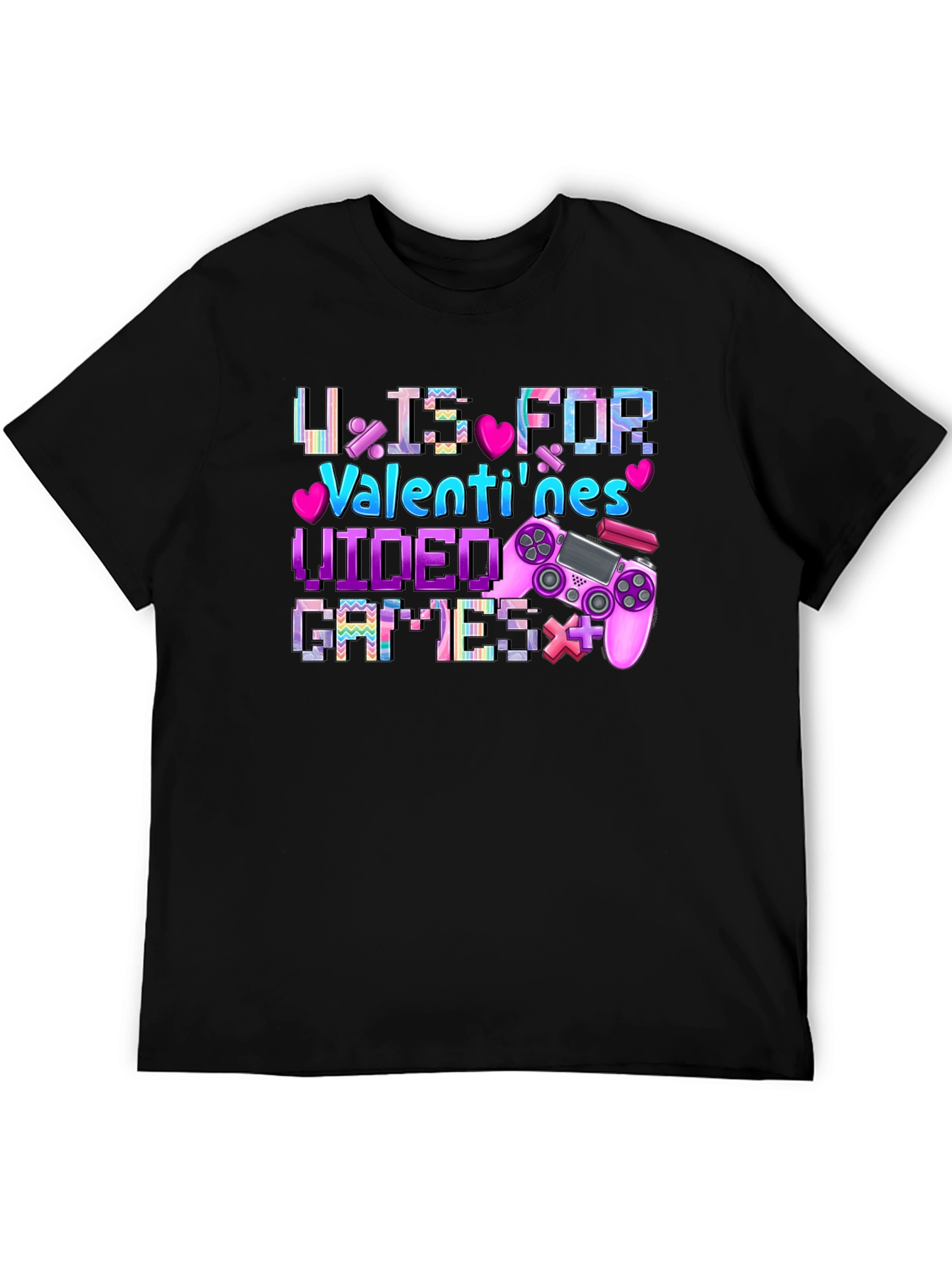 Valentines Video Games Black T-Shirt
