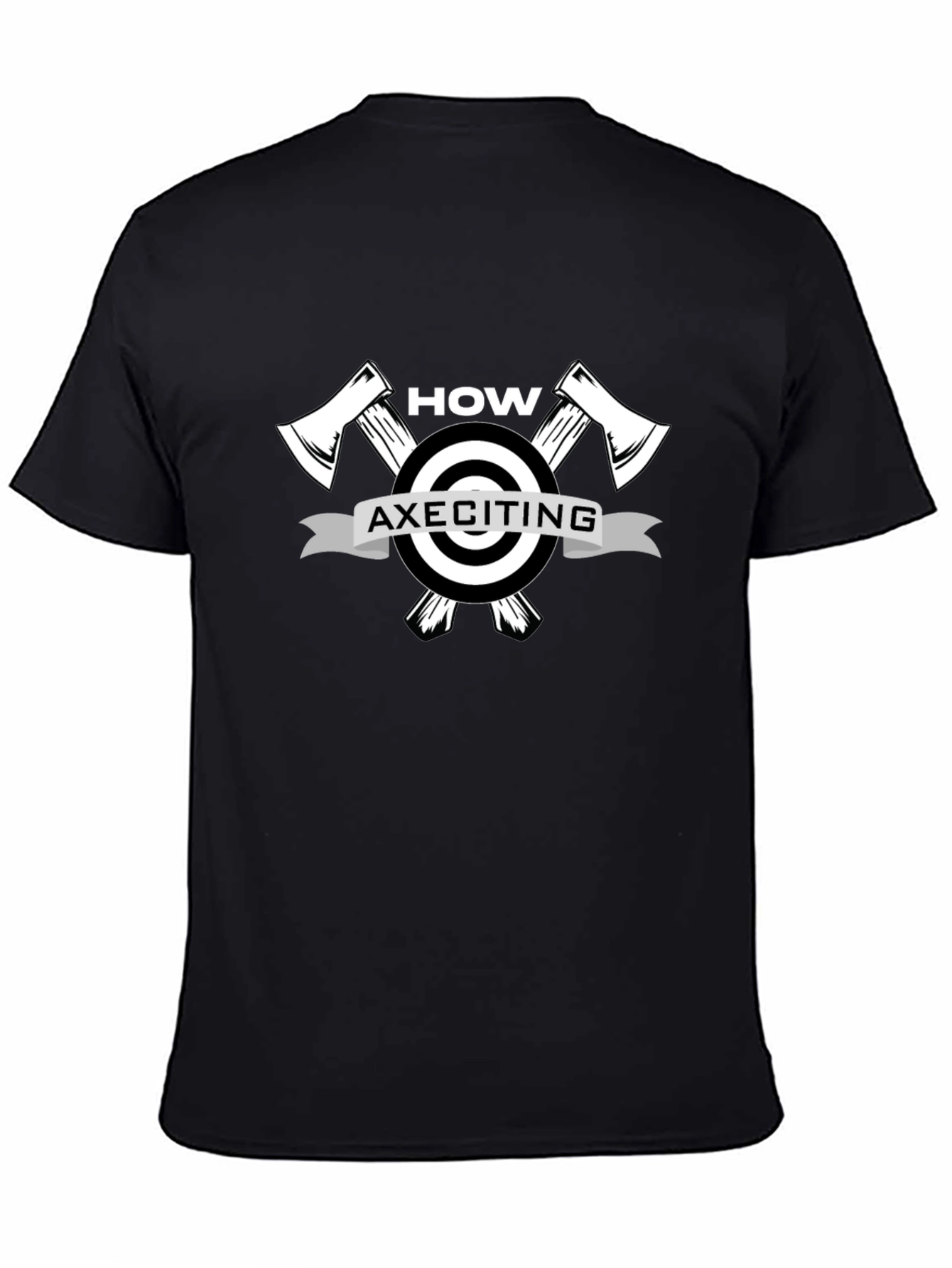 How AXEciting! Lumberjack Humor Black Graphic T-Shirt