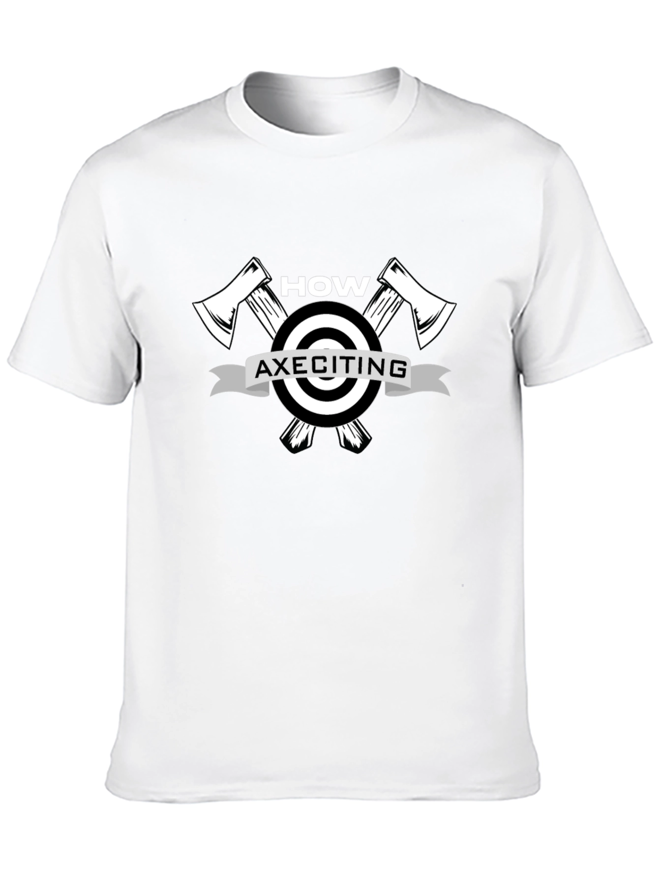 How AXEciting! Lumberjack Humor Black Graphic T-Shirt