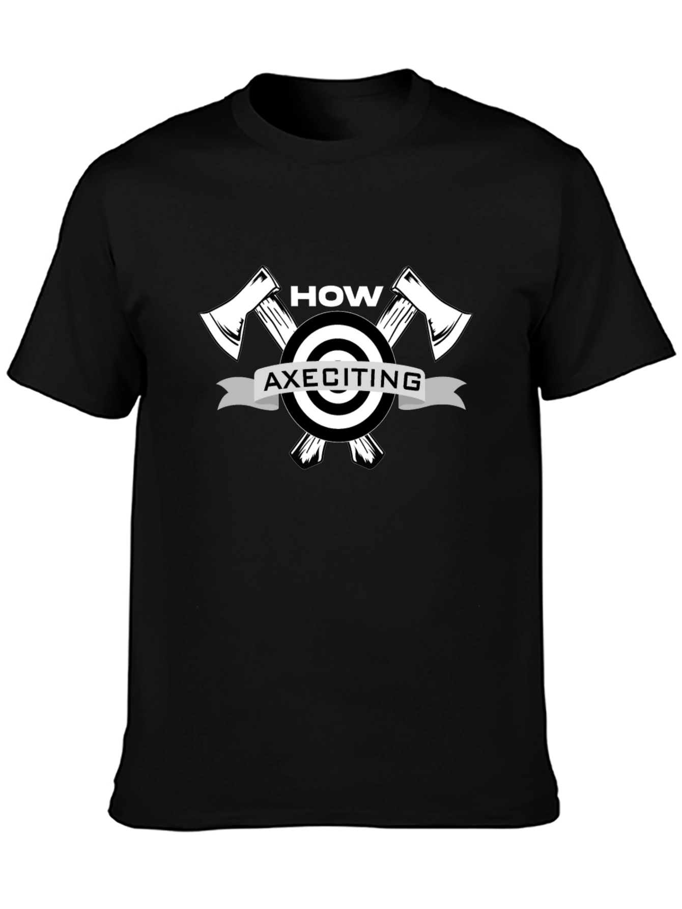 How AXEciting! Lumberjack Humor Black Graphic T-Shirt