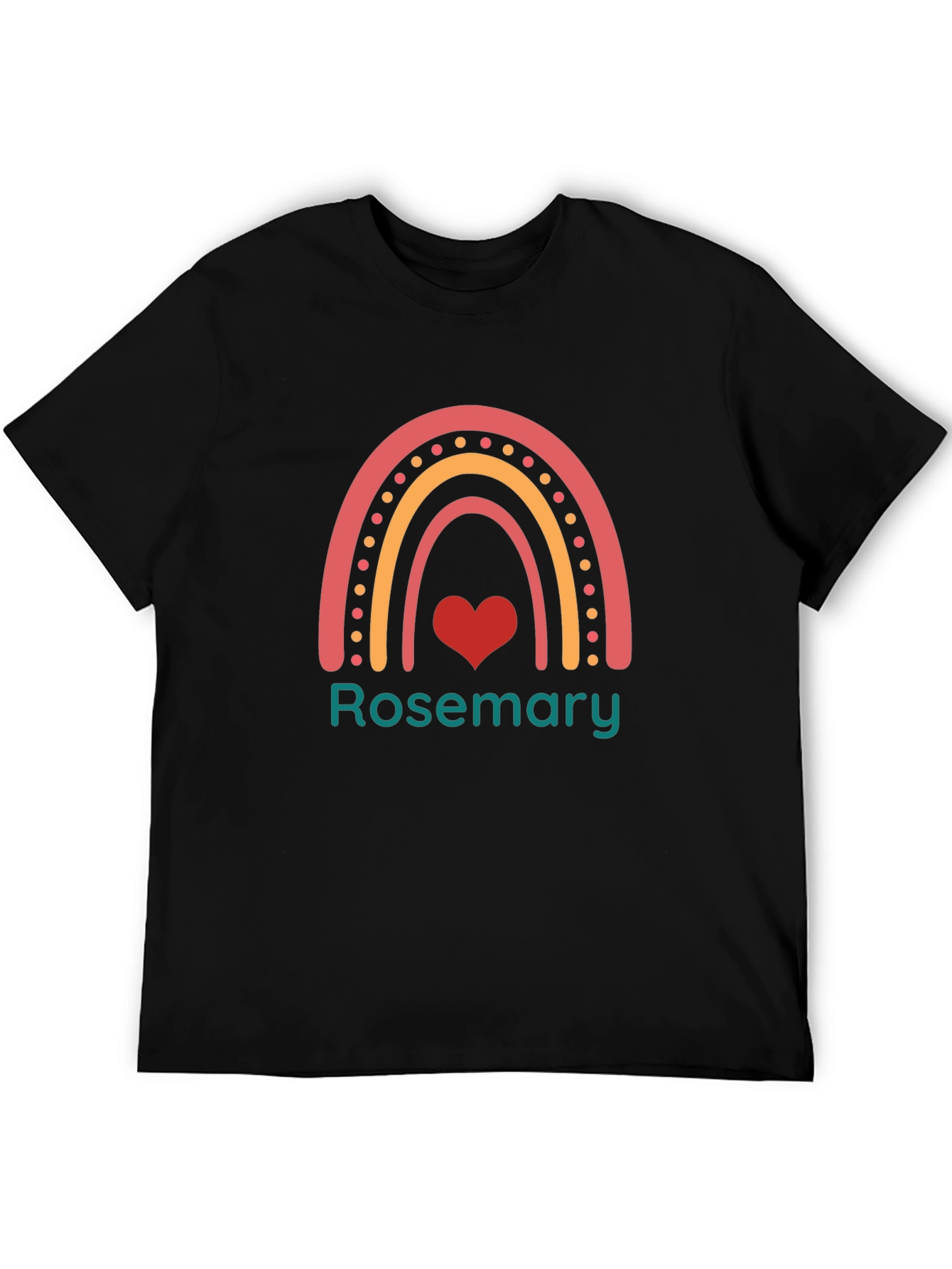 Rosemary Rainbow Heart Graphic Black T-Shirt