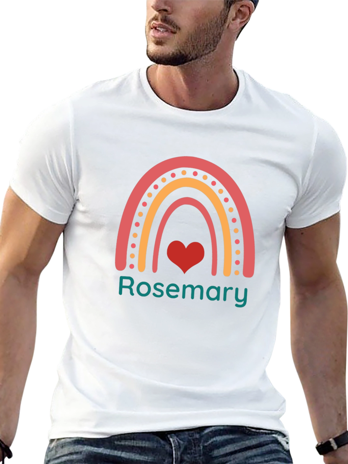 Rosemary Rainbow Heart Graphic Black T-Shirt