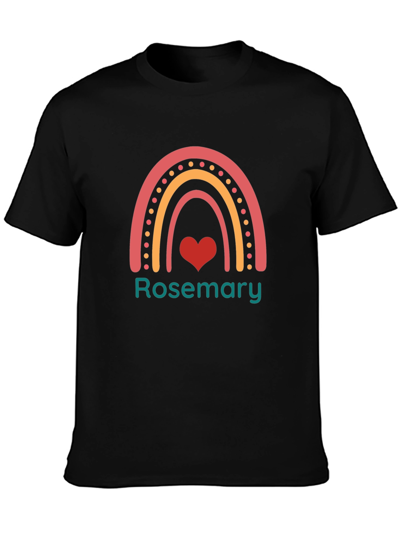 Rosemary Rainbow Heart Graphic Black T-Shirt
