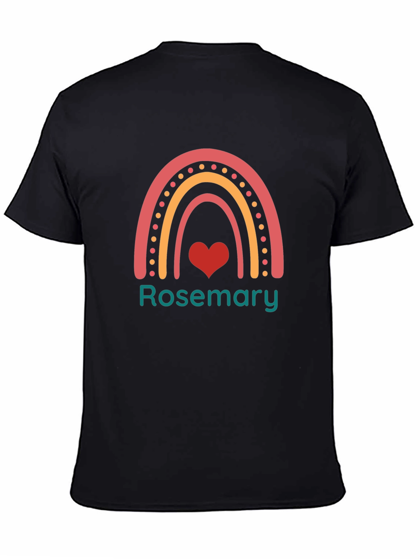 Rosemary Rainbow Heart Graphic Black T-Shirt
