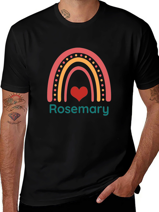 Rosemary Rainbow Heart Graphic Black T-Shirt