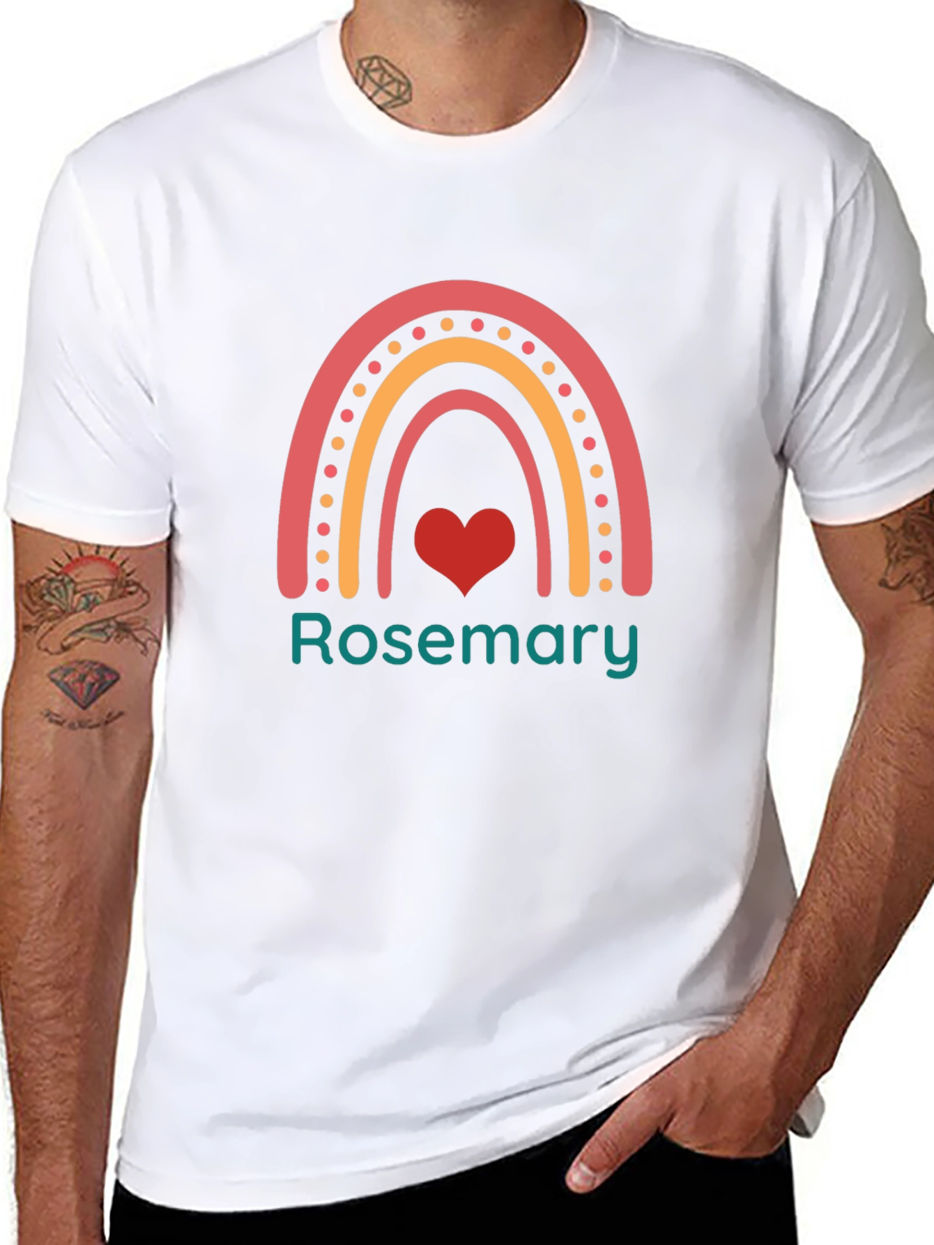Rosemary Rainbow Heart Graphic Black T-Shirt
