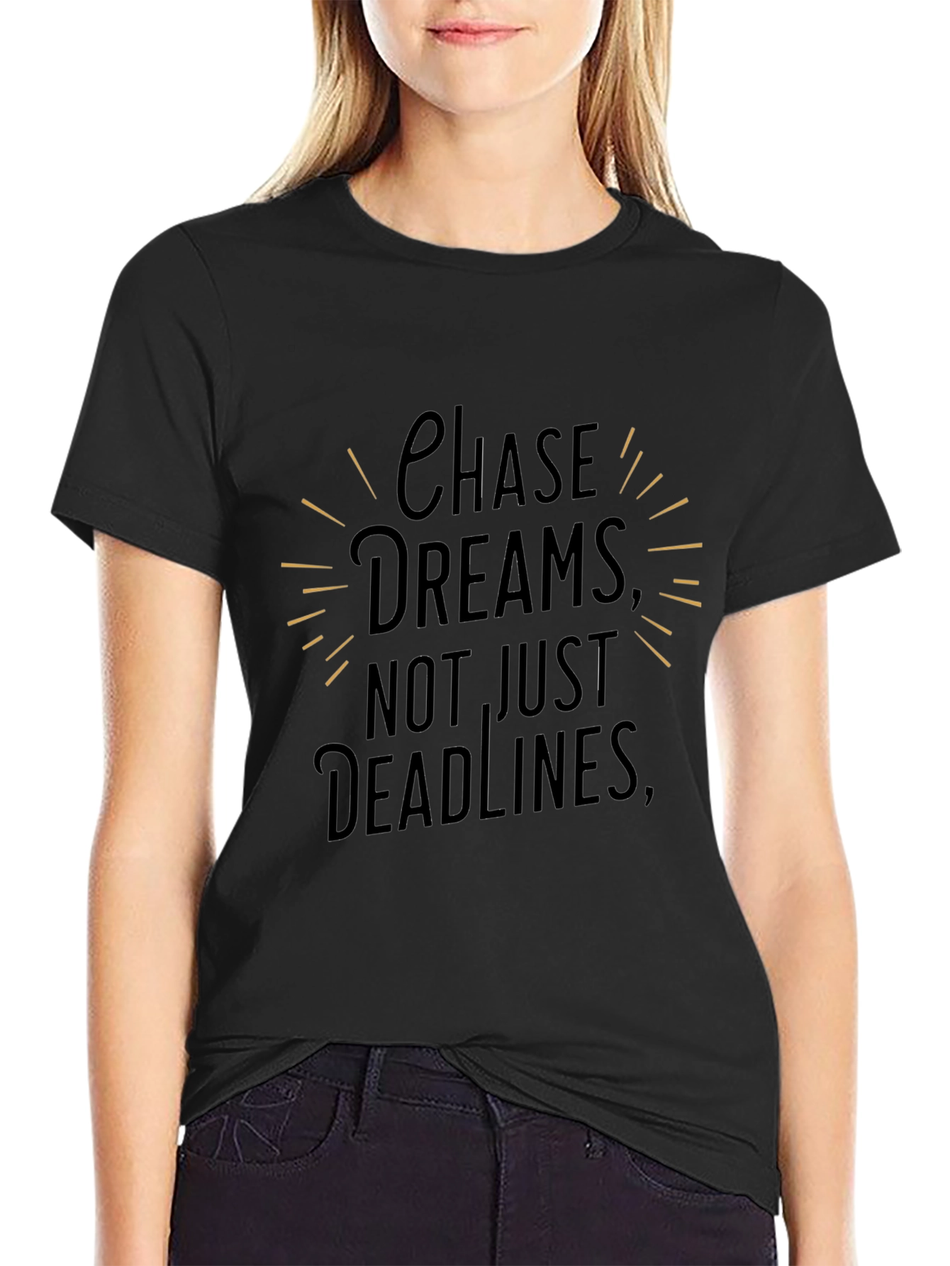 Chase Dreams Graphic Tee - Motivational Black T-Shirt