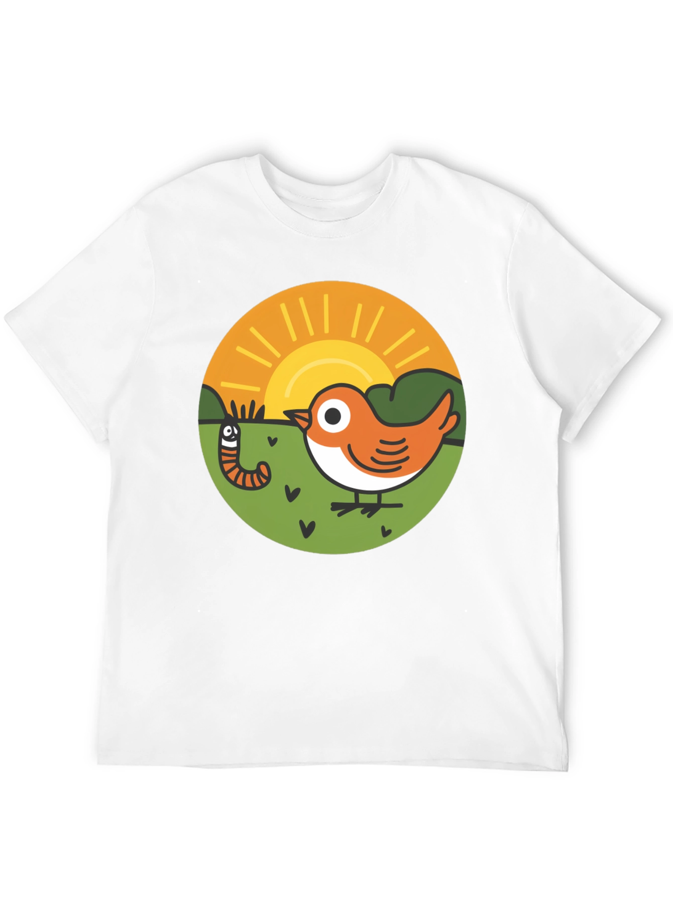 Bird & Worm Graphic Tee - Black
