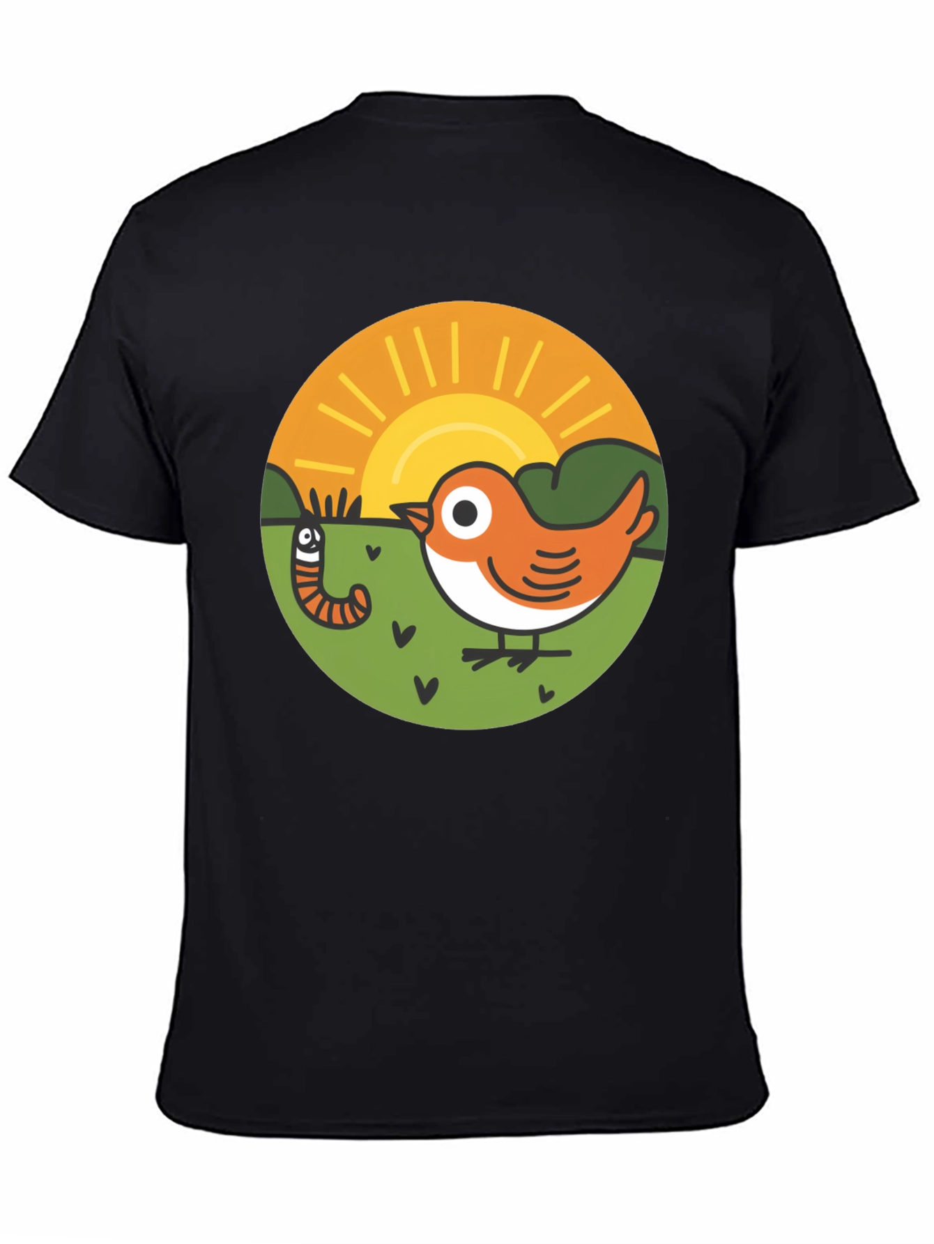 Bird & Worm Graphic Tee - Black