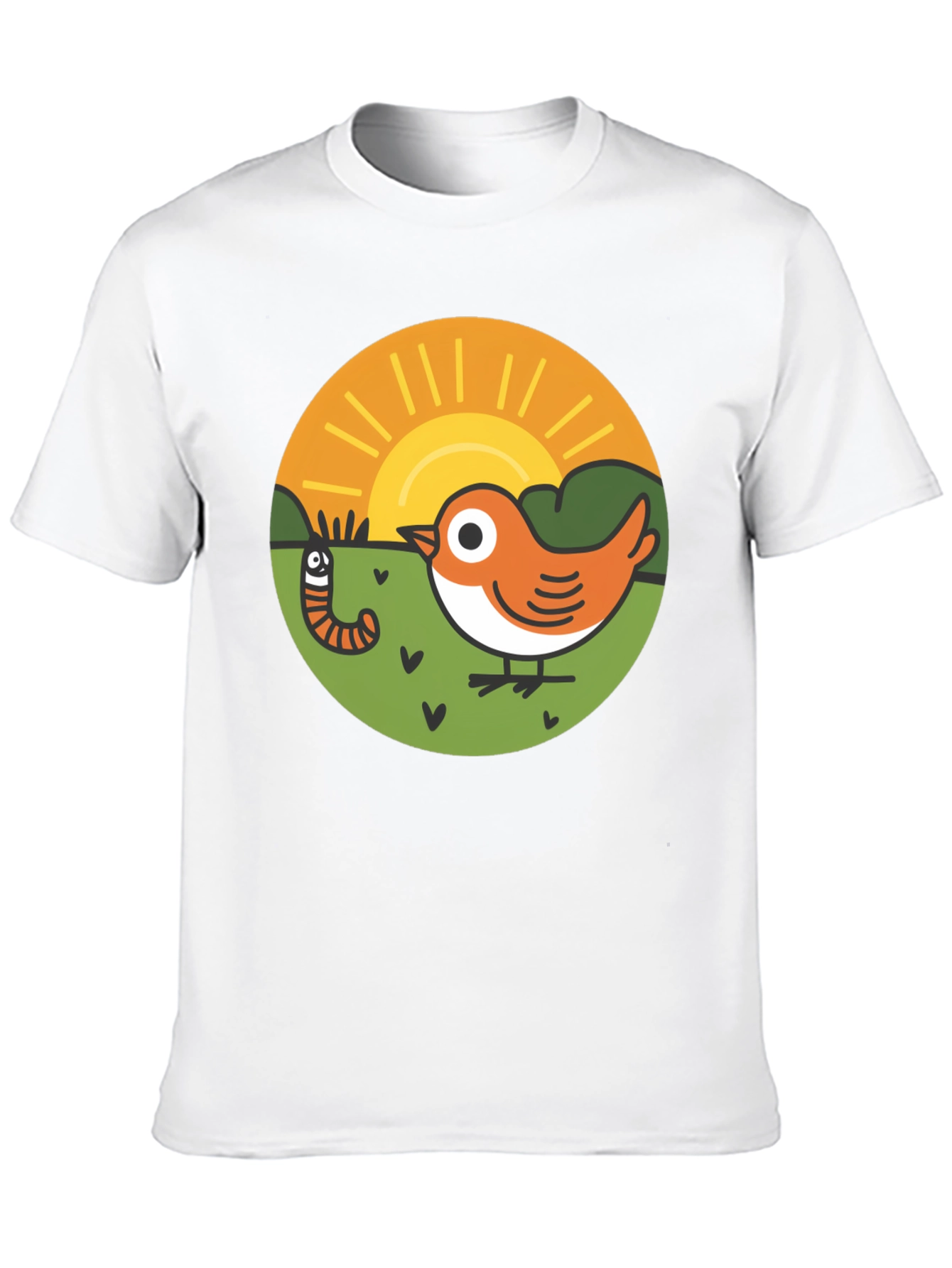 Bird & Worm Graphic Tee - Black