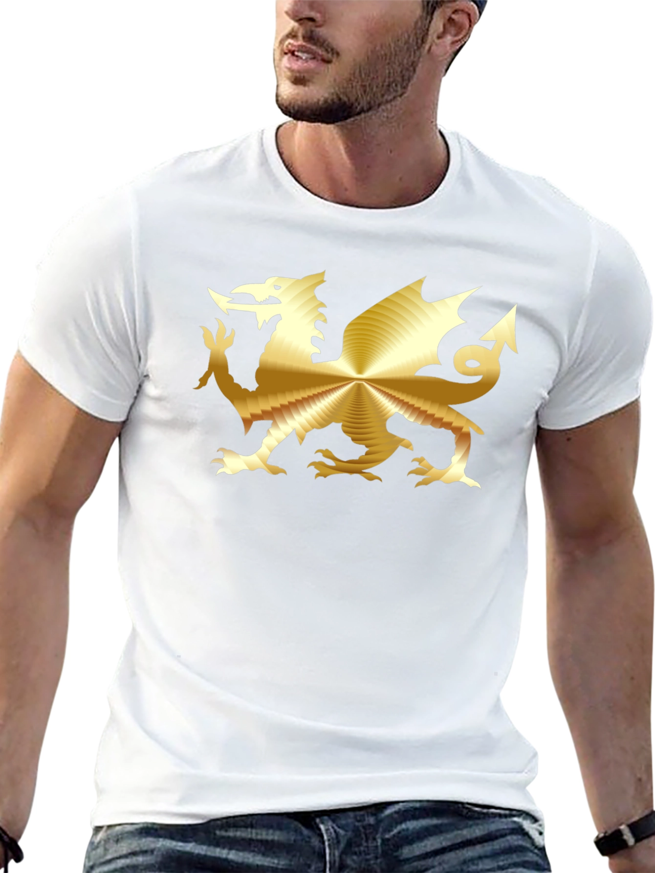 Golden Dragon Graphic Tee - Black Cotton T-Shirt