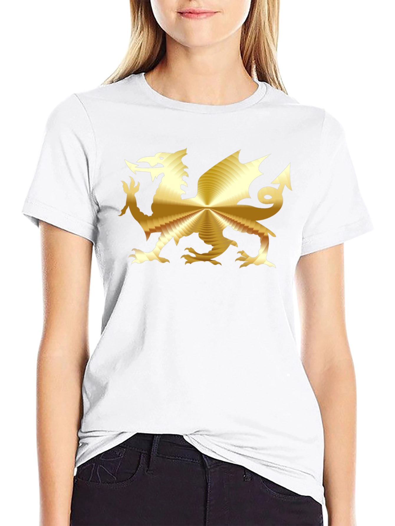 Golden Dragon Graphic Tee - Black Cotton T-Shirt