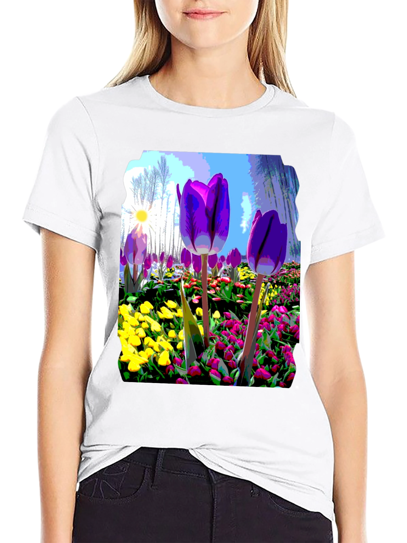 Floral Art Graphic Tee - Bold Spring Design