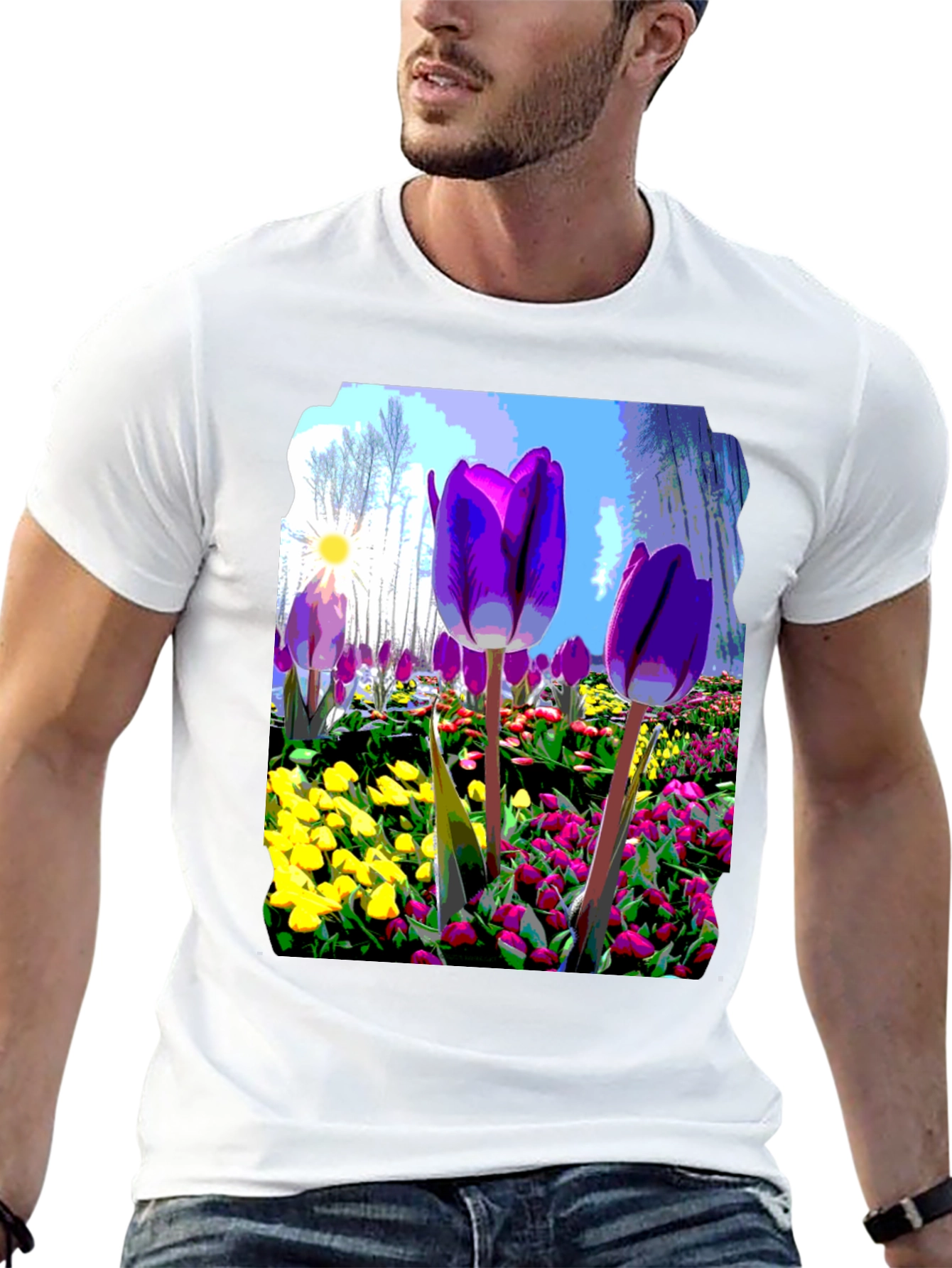 Floral Art Graphic Tee - Bold Spring Design