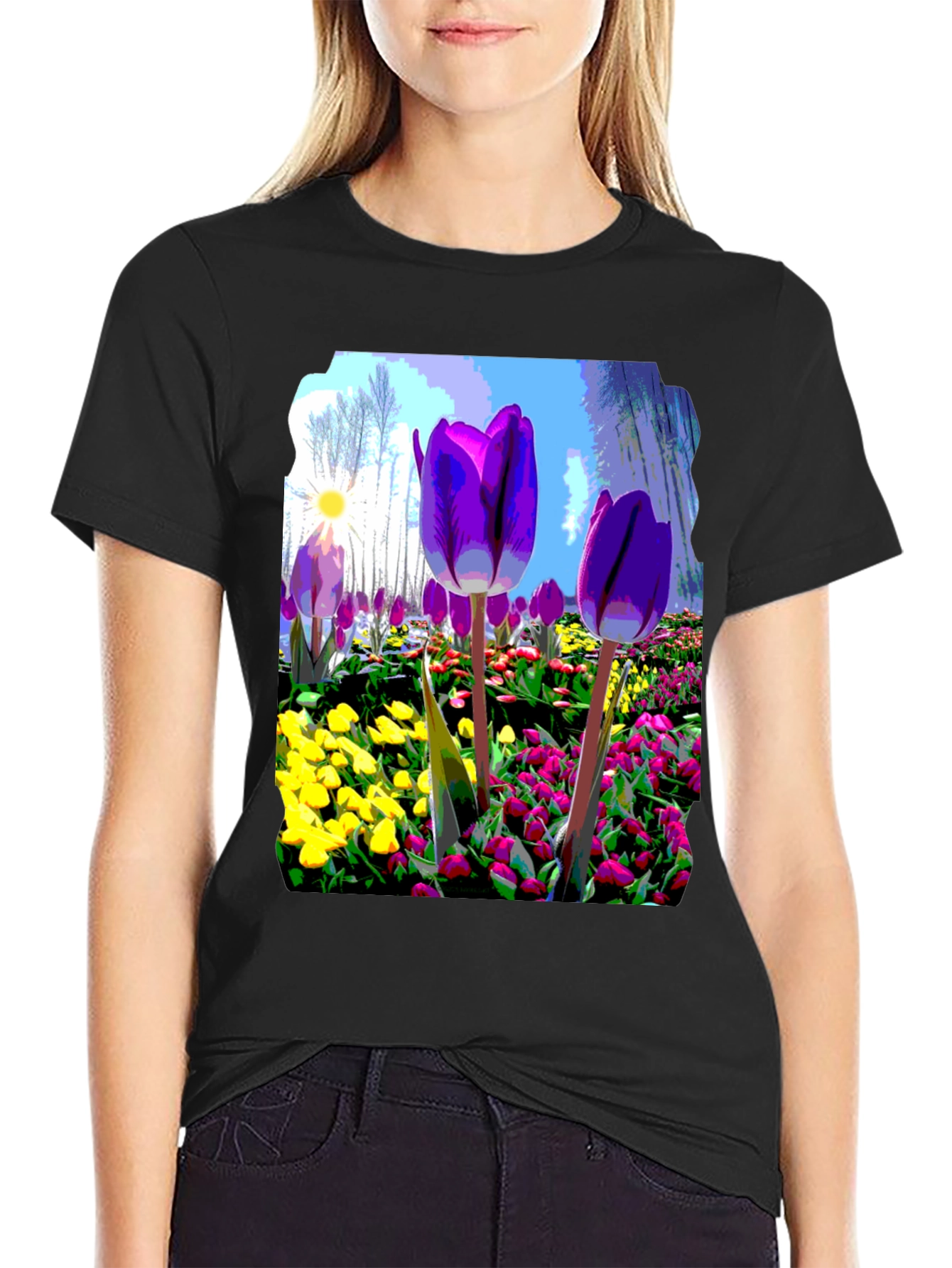 Floral Art Graphic Tee - Bold Spring Design