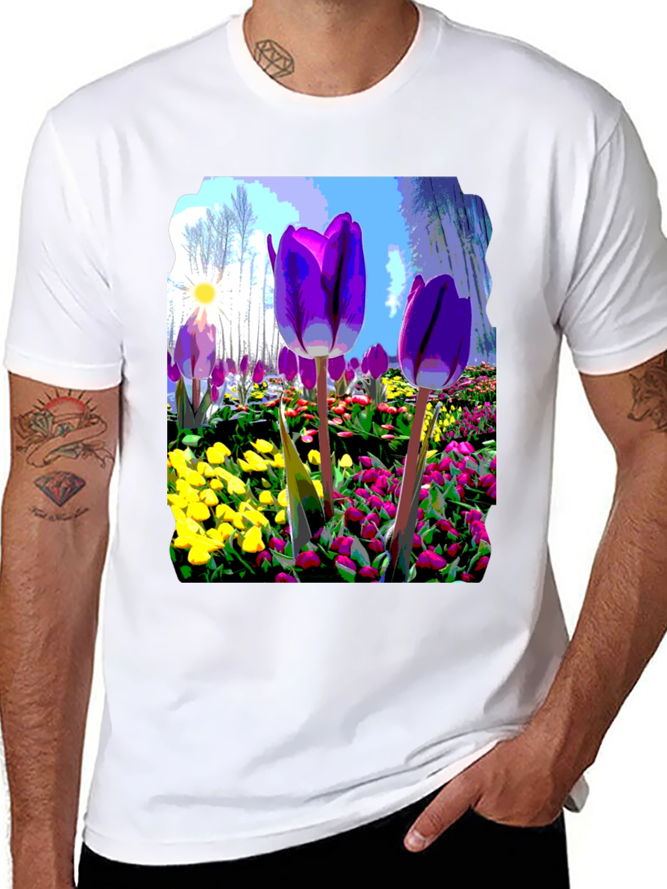 Floral Art Graphic Tee - Bold Spring Design