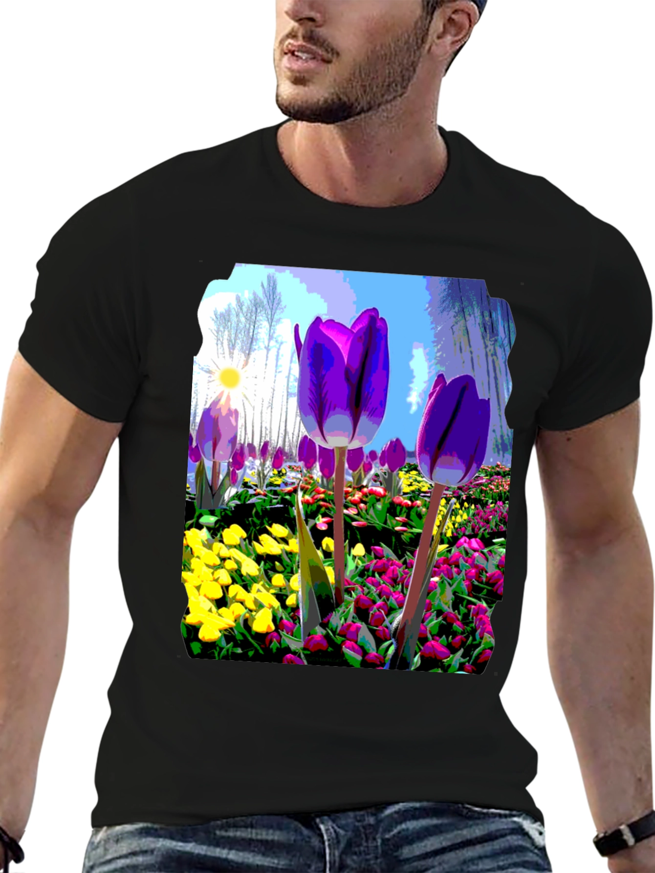 Floral Art Graphic Tee - Bold Spring Design