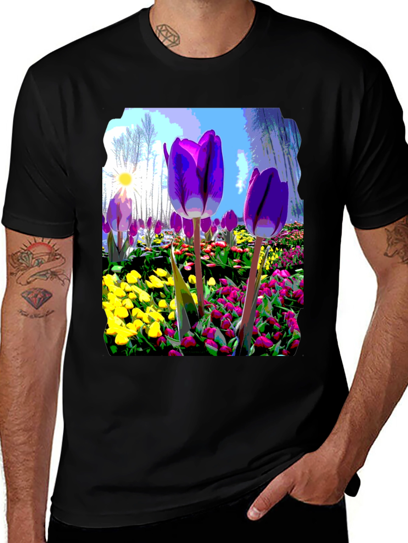 Floral Art Graphic Tee - Bold Spring Design